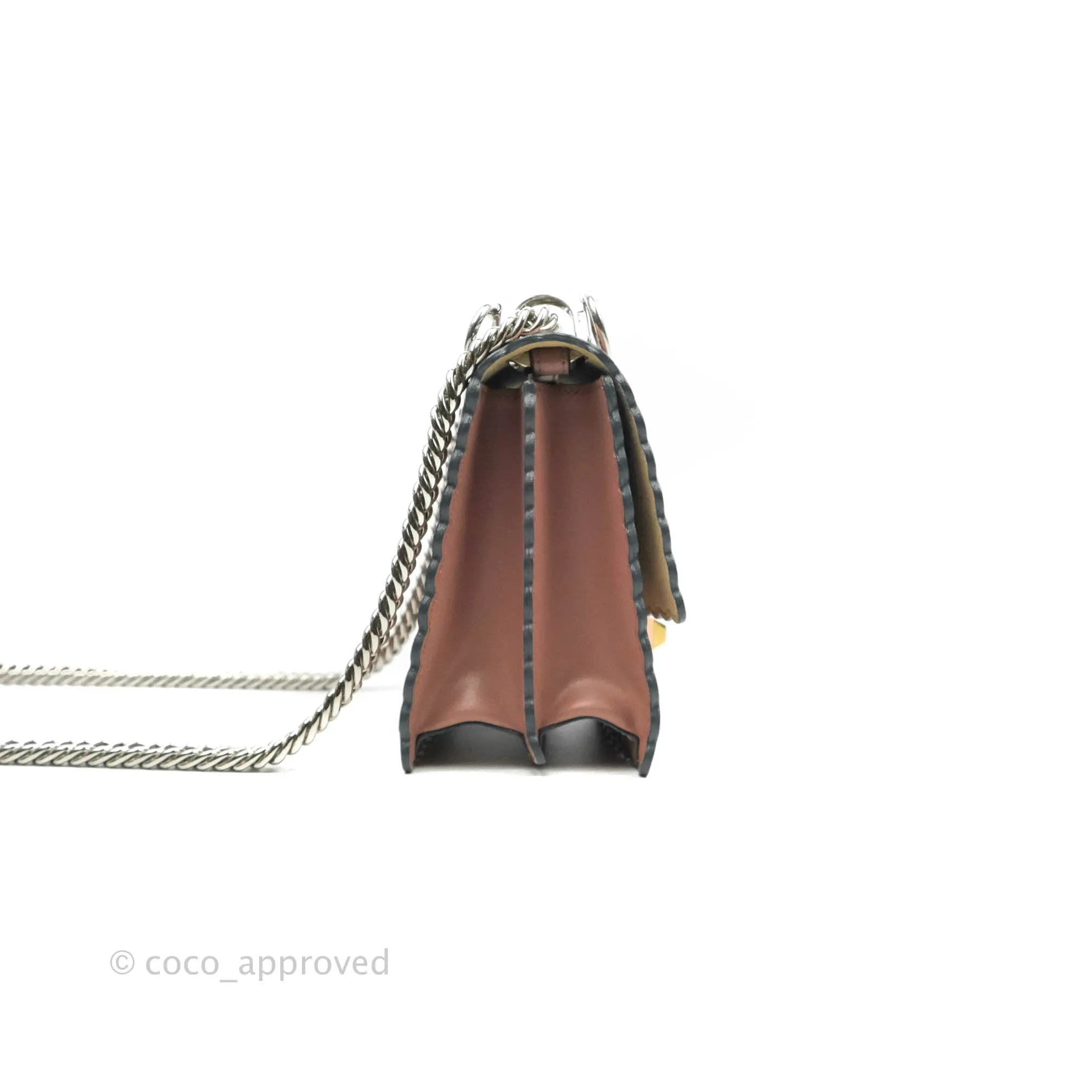 Fendi Kan I Scalloped Shoulder Bag Dark Pink Silver Hardware