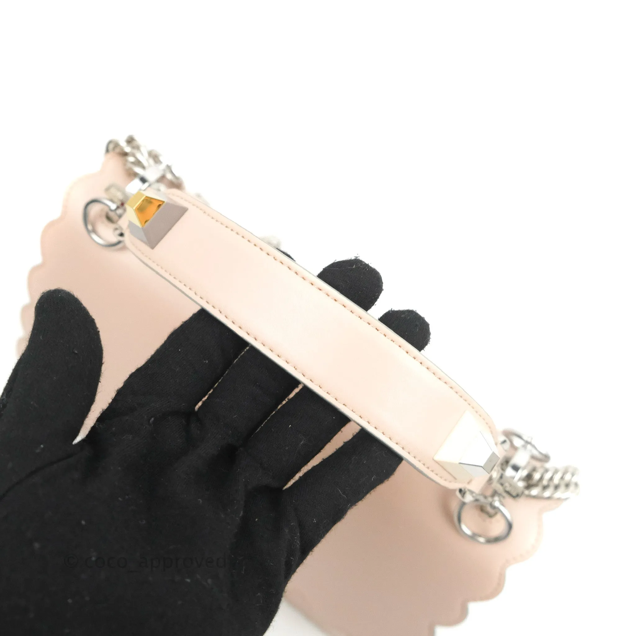 Fendi Kan I Scalloped Shoulder Bag Pale Pink Silver Hardware
