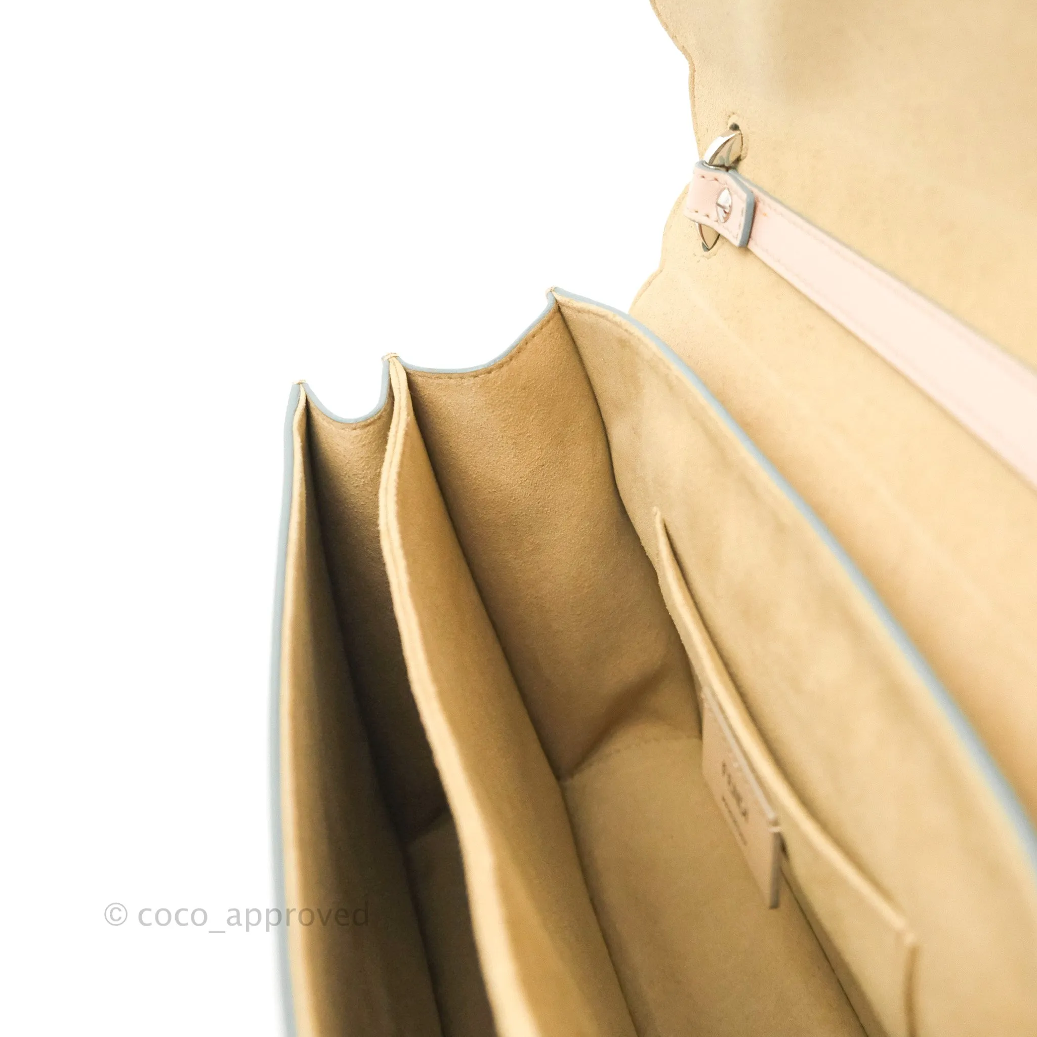 Fendi Kan I Scalloped Shoulder Bag Pale Pink Silver Hardware