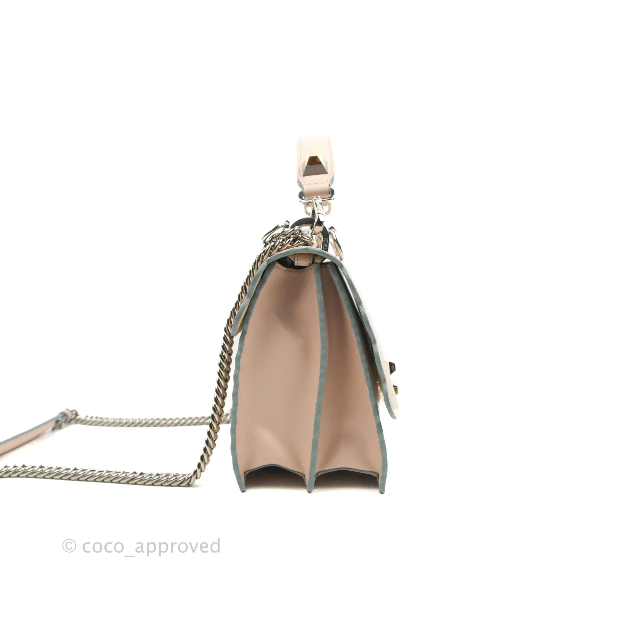 Fendi Kan I Scalloped Shoulder Bag Pale Pink Silver Hardware