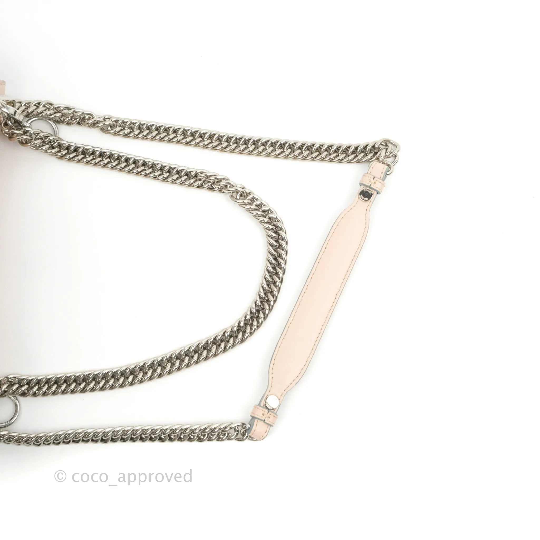 Fendi Kan I Scalloped Shoulder Bag Pale Pink Silver Hardware