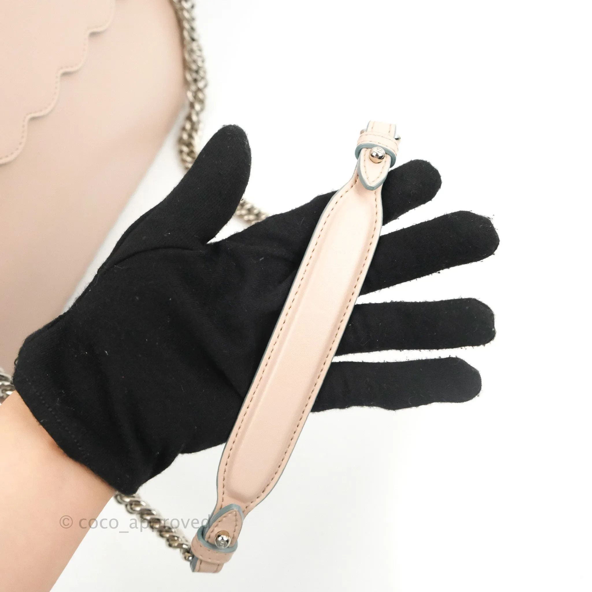 Fendi Kan I Scalloped Shoulder Bag Pale Pink Silver Hardware