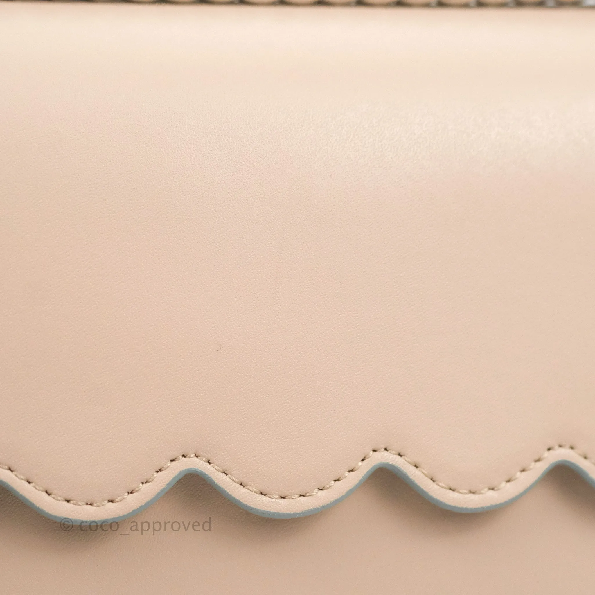Fendi Kan I Scalloped Shoulder Bag Pale Pink Silver Hardware