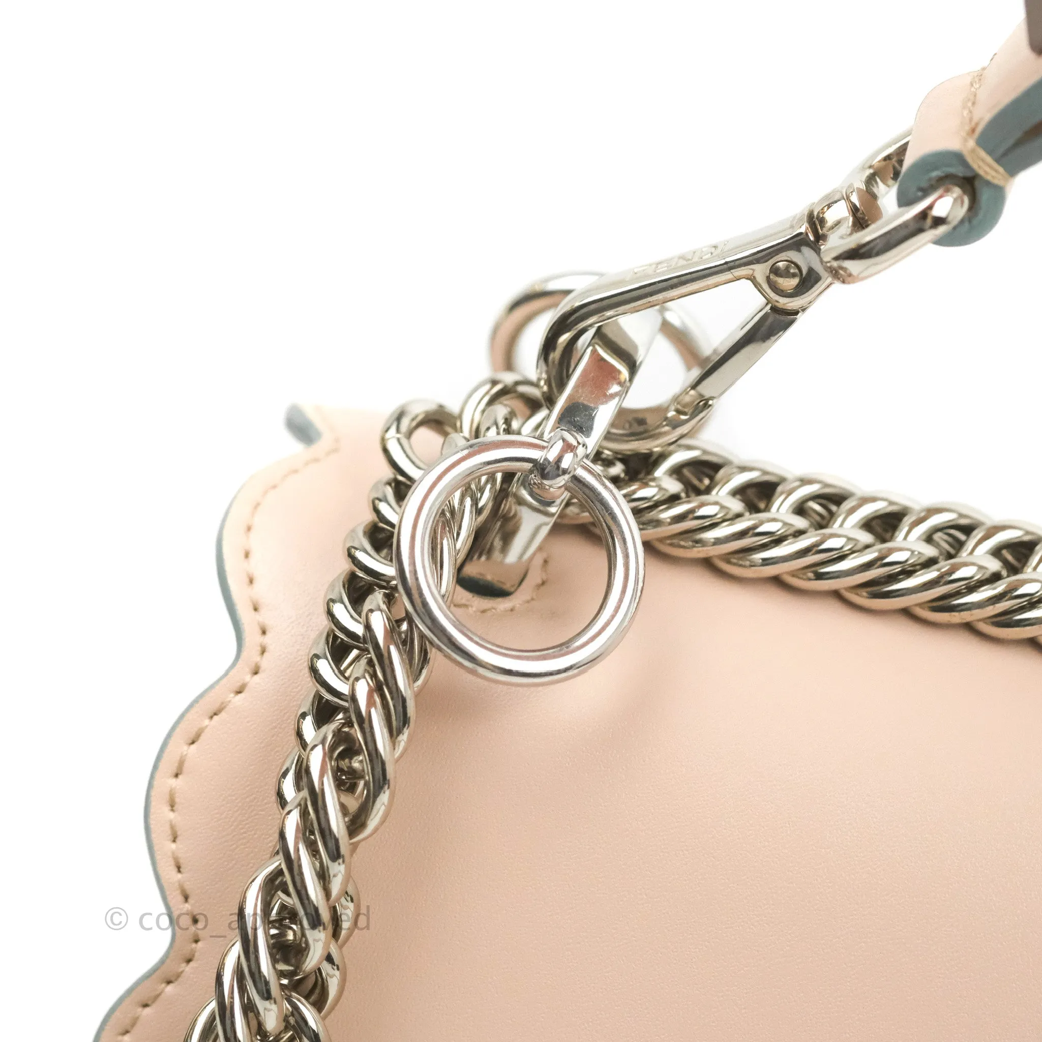 Fendi Kan I Scalloped Shoulder Bag Pale Pink Silver Hardware