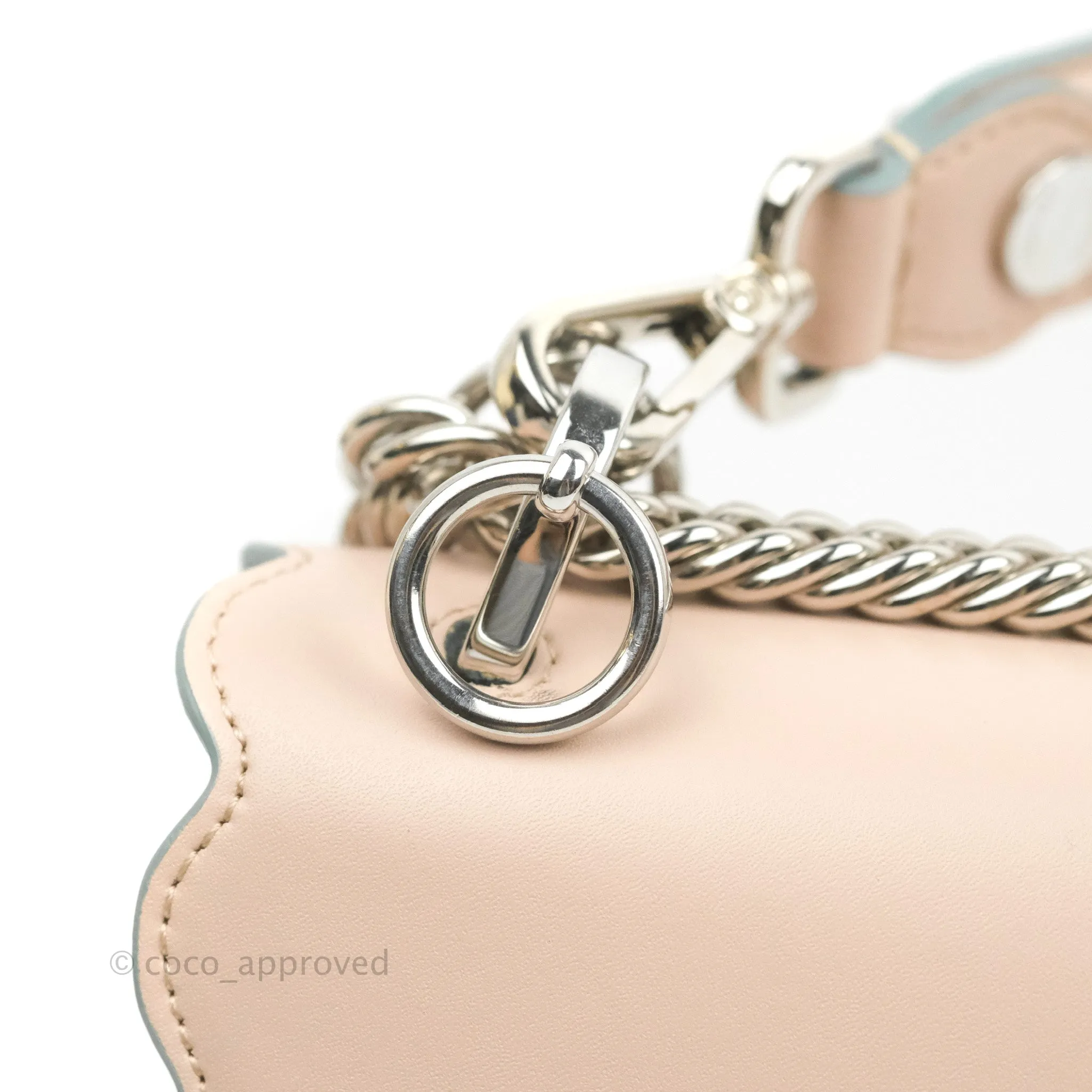 Fendi Kan I Scalloped Shoulder Bag Pale Pink Silver Hardware
