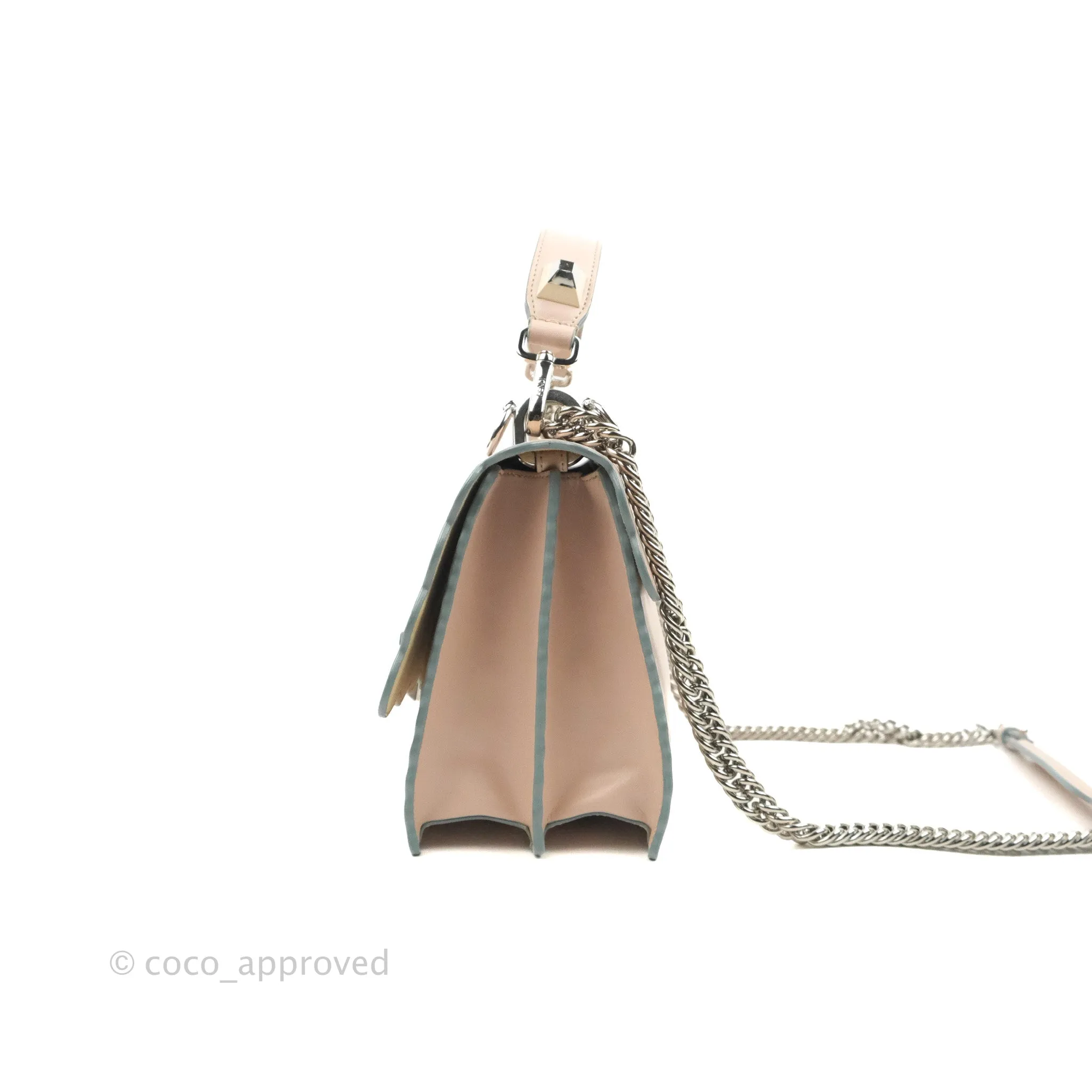Fendi Kan I Scalloped Shoulder Bag Pale Pink Silver Hardware