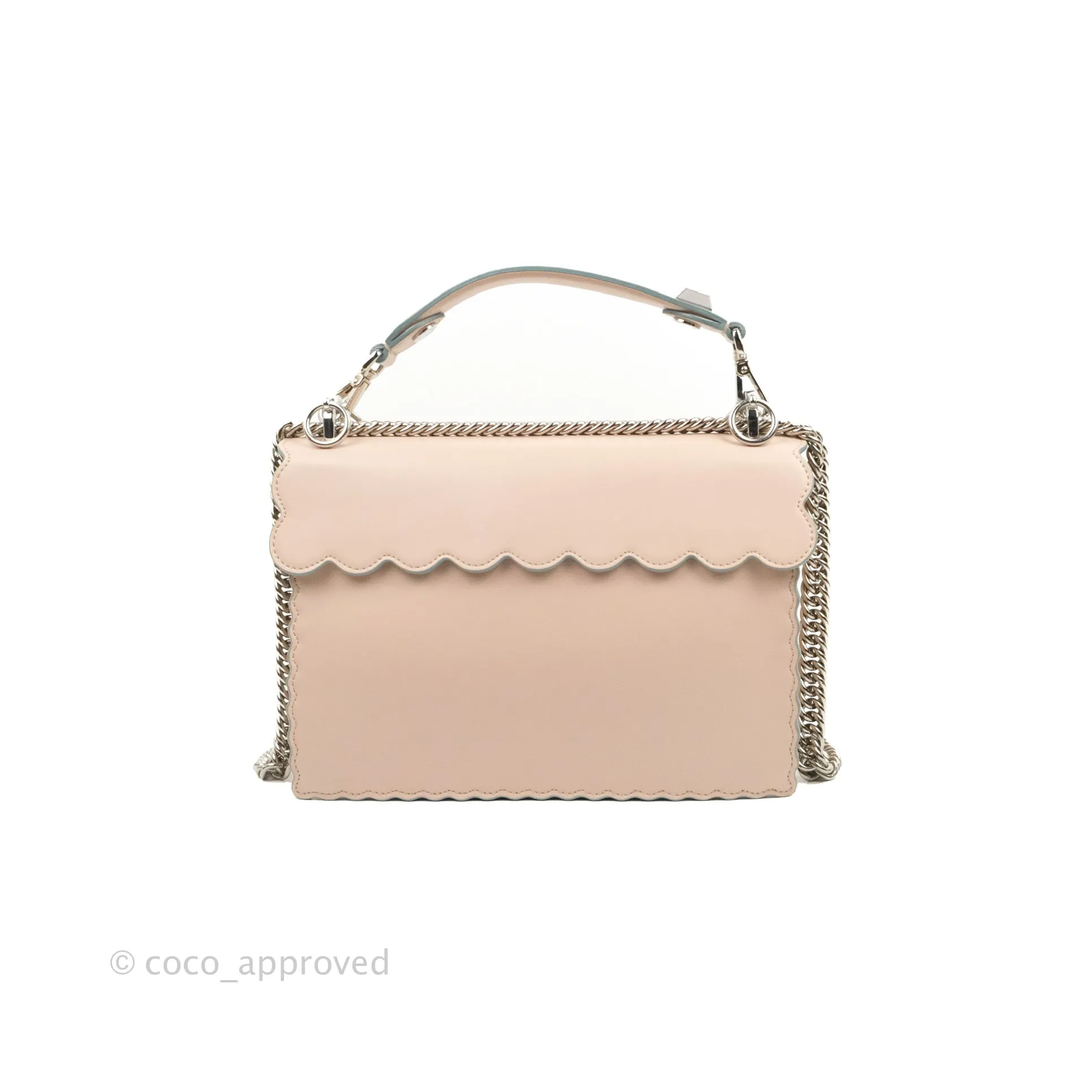 Fendi Kan I Scalloped Shoulder Bag Pale Pink Silver Hardware
