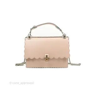 Fendi Kan I Scalloped Shoulder Bag Pale Pink Silver Hardware