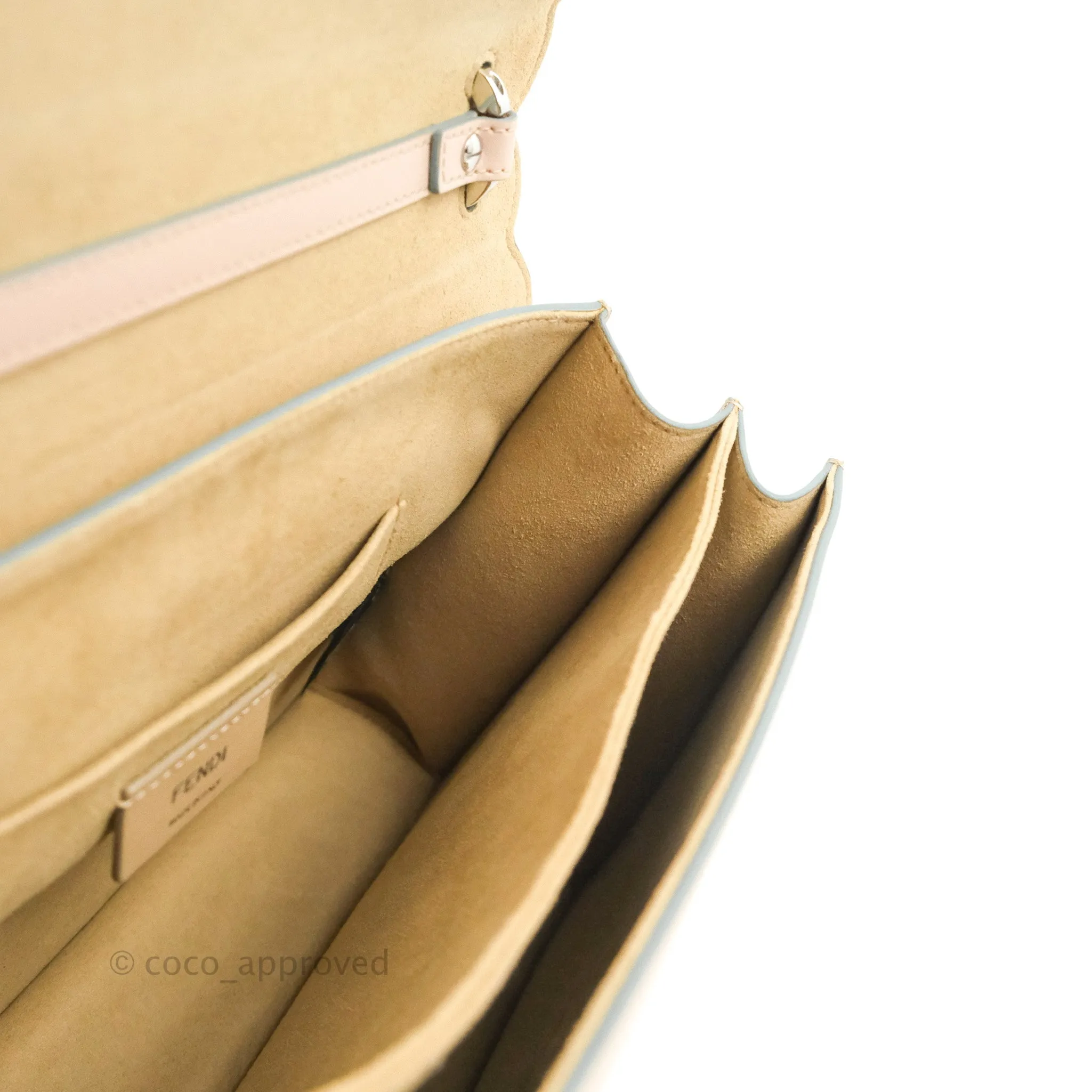 Fendi Kan I Scalloped Shoulder Bag Pale Pink Silver Hardware