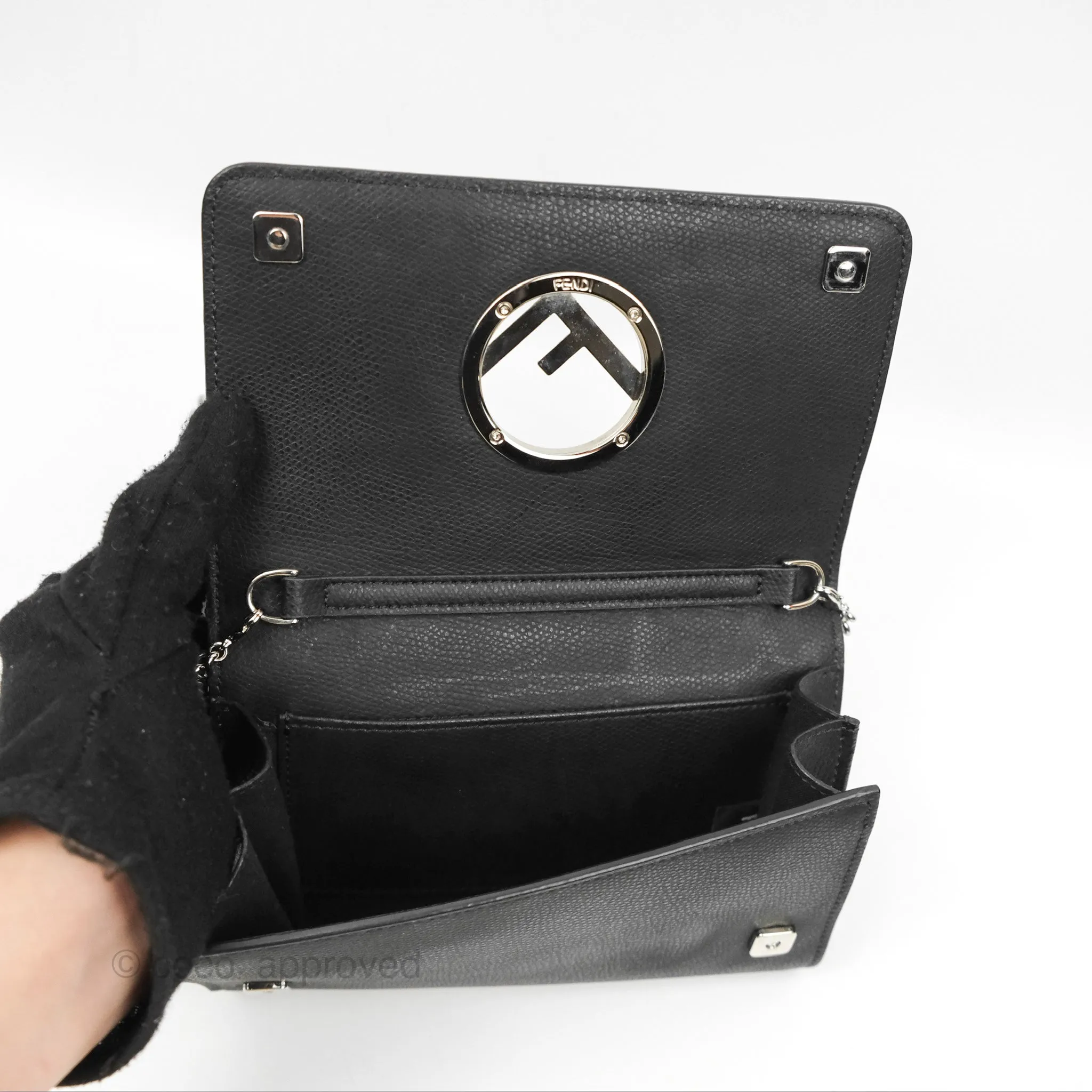 Fendi Kan I Wallet on Chain Black Silver Hardware