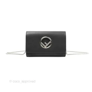 Fendi Kan I Wallet on Chain Black Silver Hardware