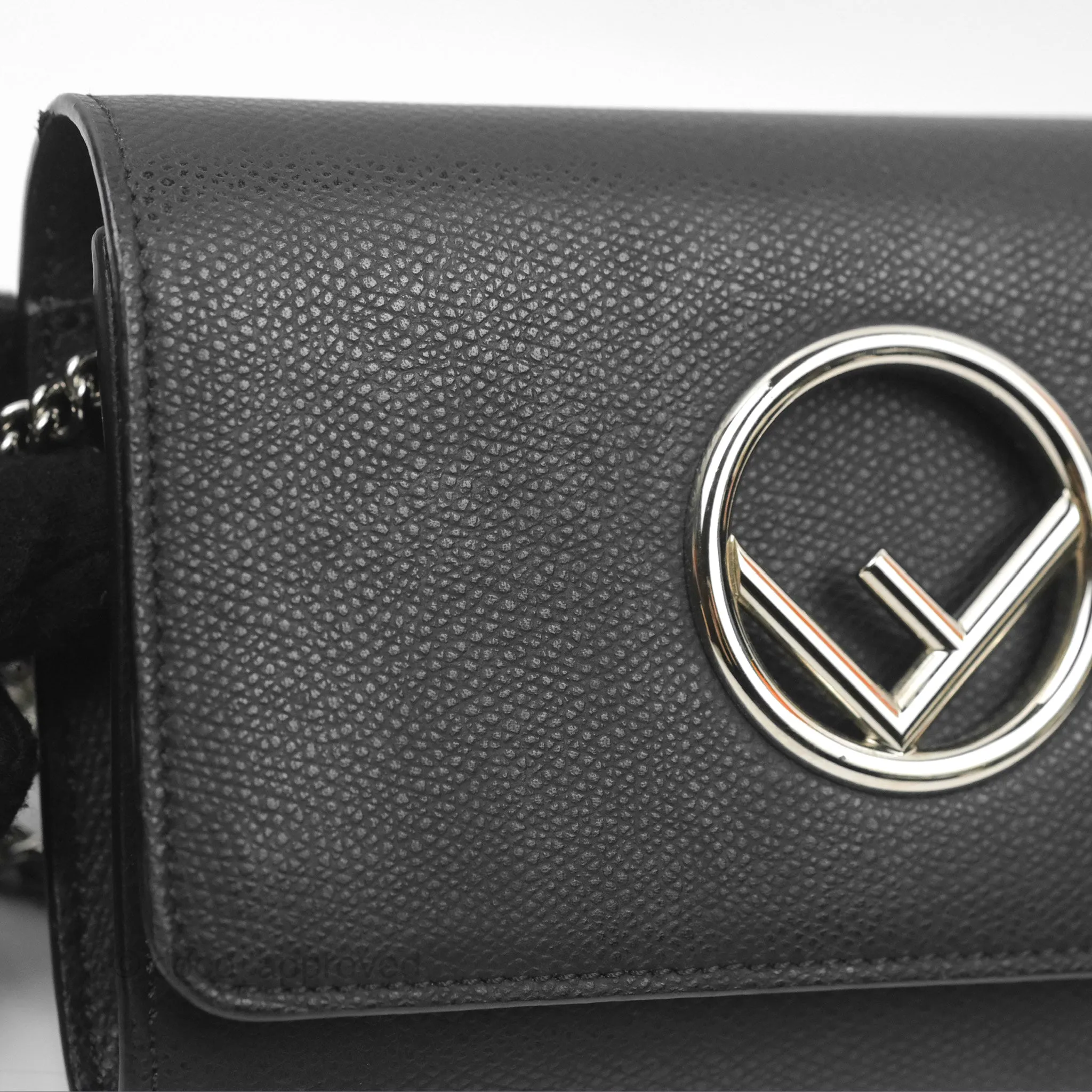Fendi Kan I Wallet on Chain Black Silver Hardware