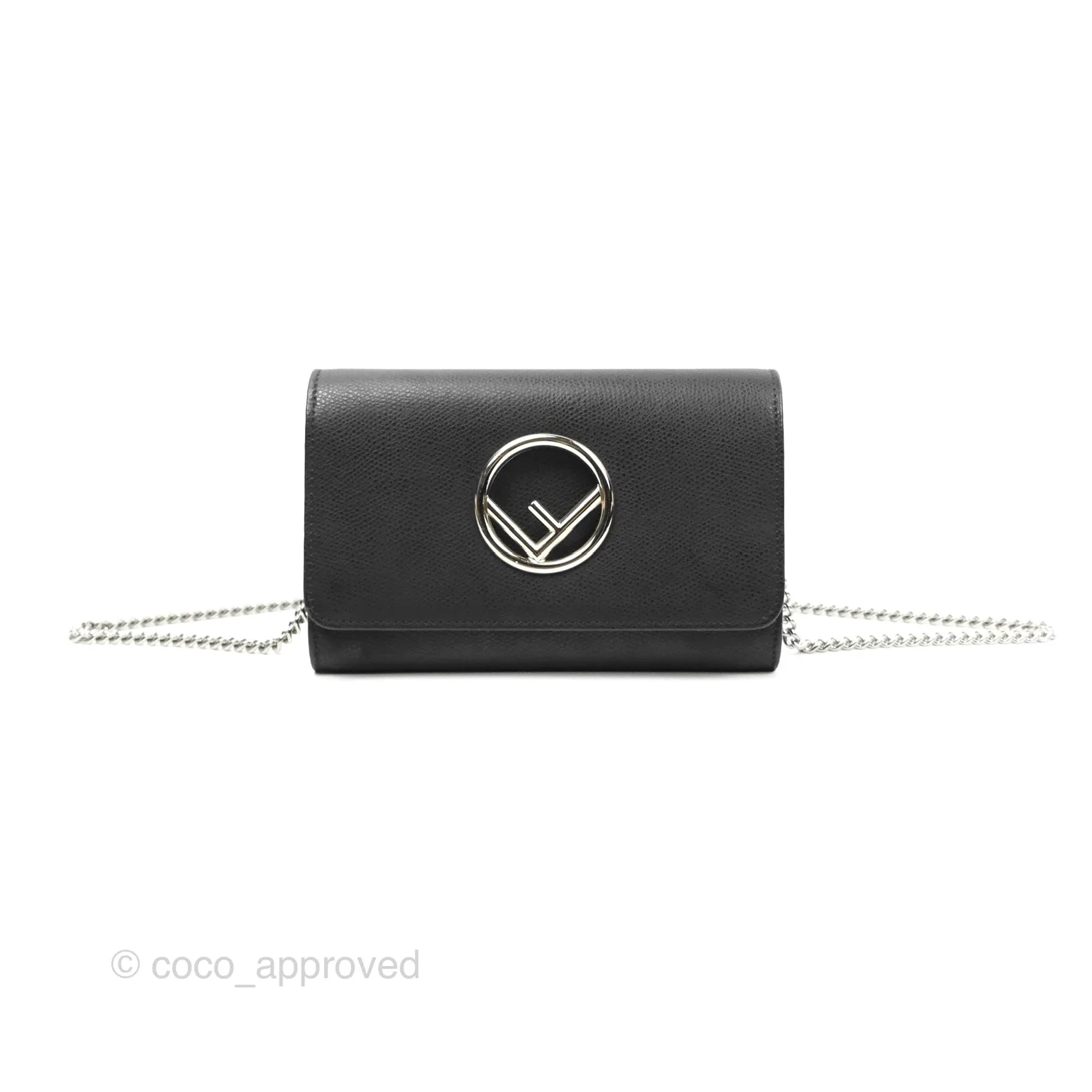 Fendi Kan I Wallet on Chain Black Silver Hardware