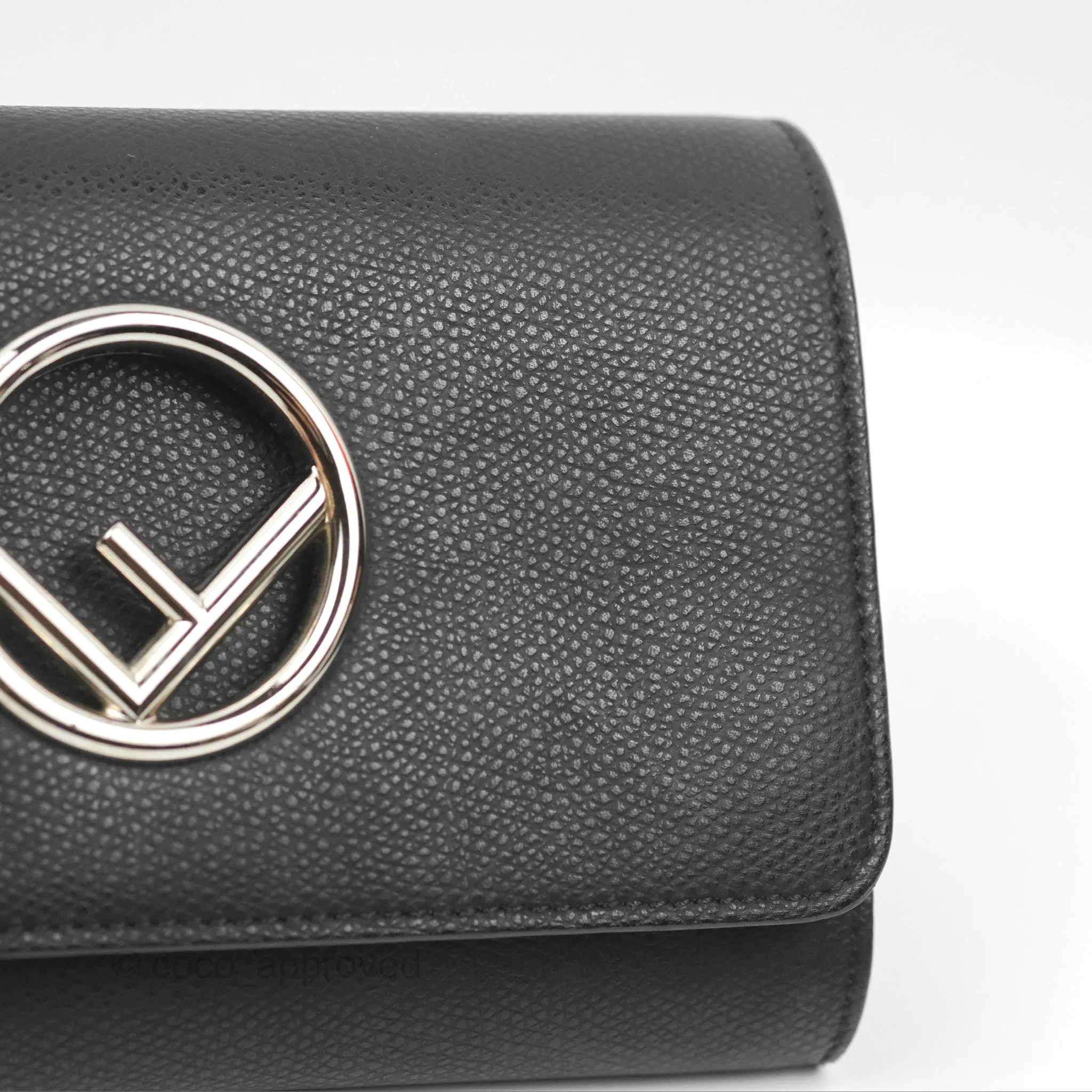 Fendi Kan I Wallet on Chain Black Silver Hardware