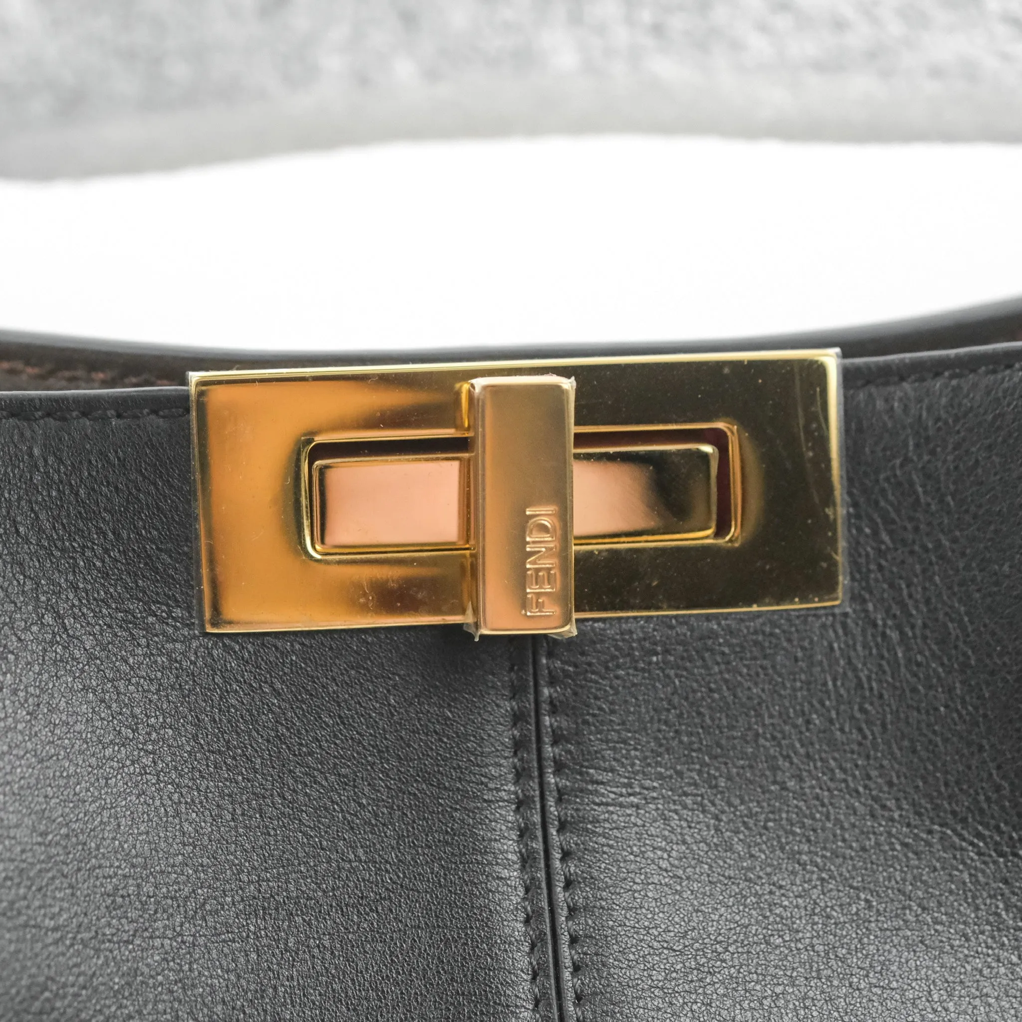 Fendi Large Peekaboo X-Lite Black Calfskin Gold Hardware