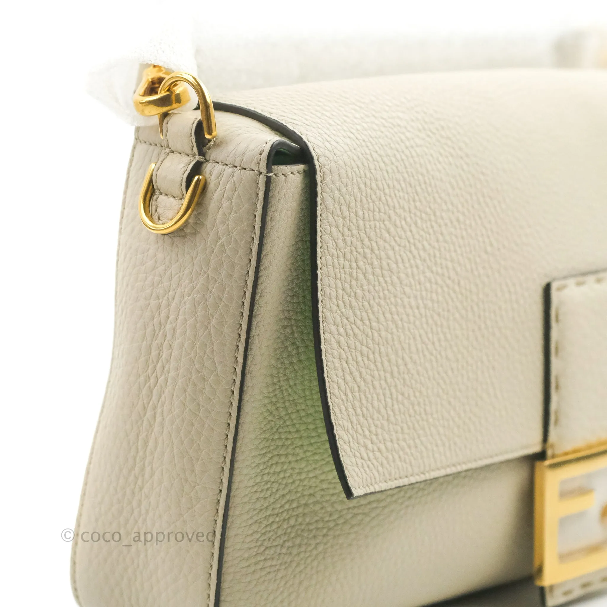 Fendi Large Selleria Baguette NM Bag Calfskin Ivory