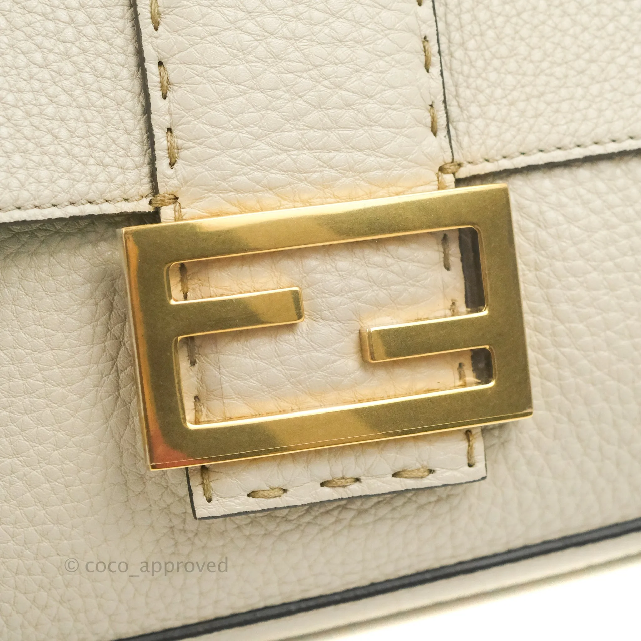 Fendi Large Selleria Baguette NM Bag Calfskin Ivory