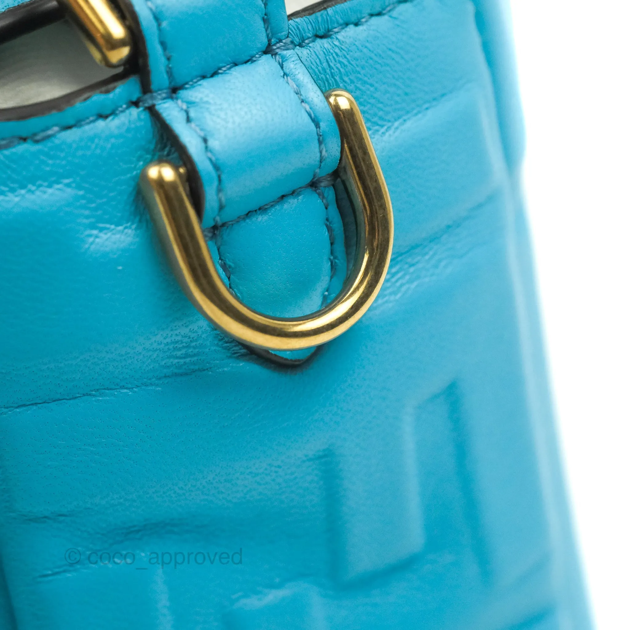 Fendi Medium Baguette Bag Blue Calfskin Gold Hardware