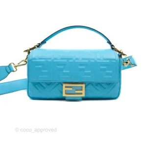 Fendi Medium Baguette Bag Blue Calfskin Gold Hardware