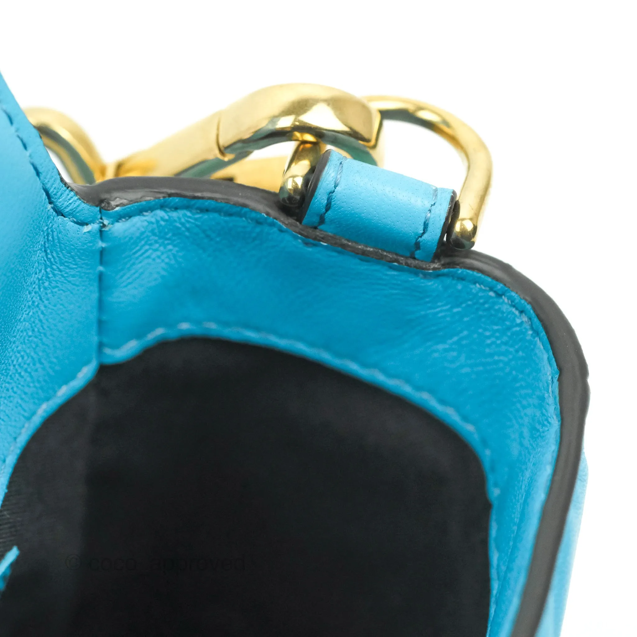 Fendi Medium Baguette Bag Blue Calfskin Gold Hardware