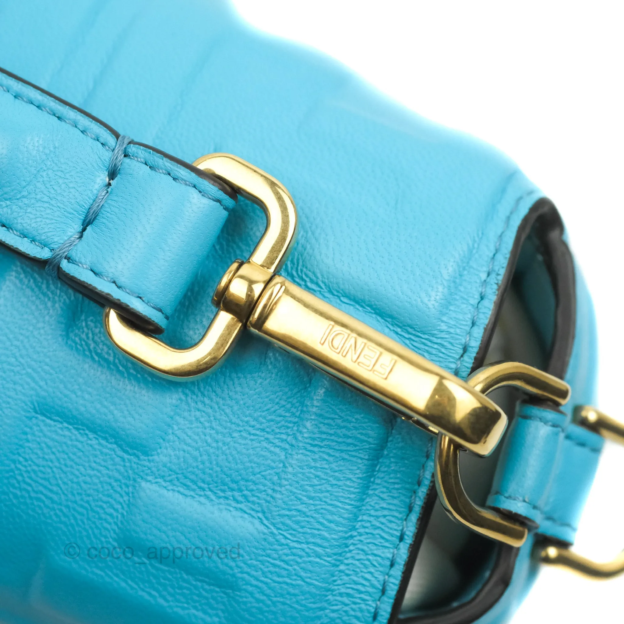 Fendi Medium Baguette Bag Blue Calfskin Gold Hardware