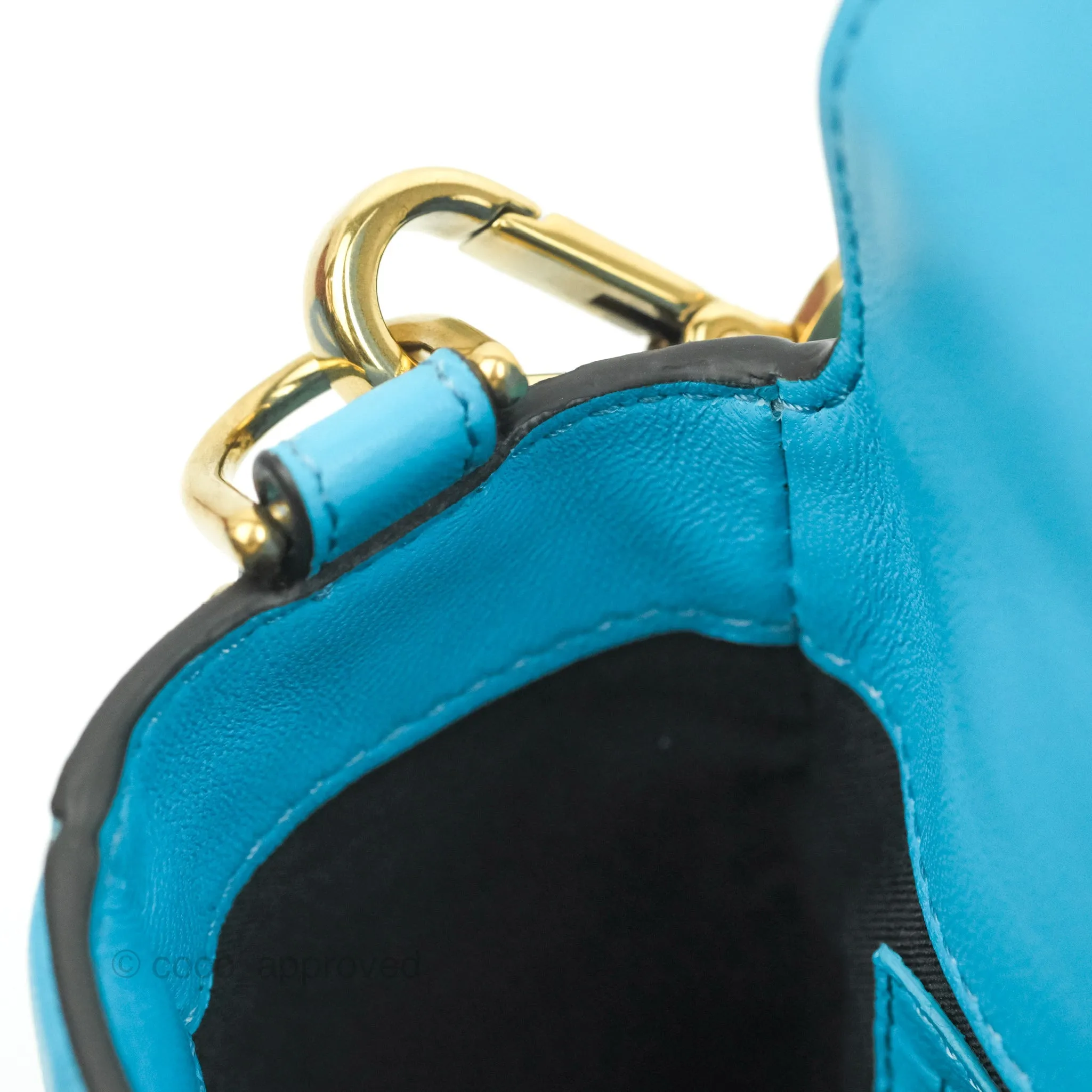 Fendi Medium Baguette Bag Blue Calfskin Gold Hardware