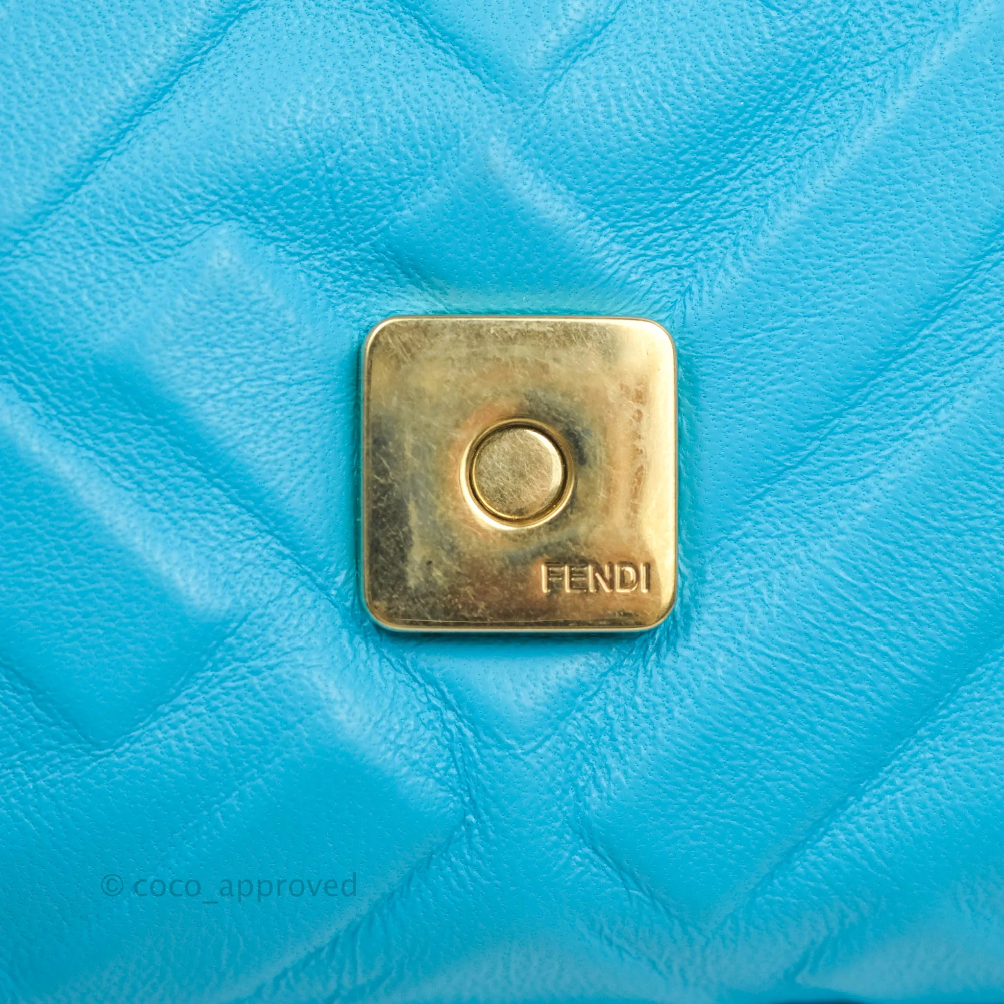 Fendi Medium Baguette Bag Blue Calfskin Gold Hardware