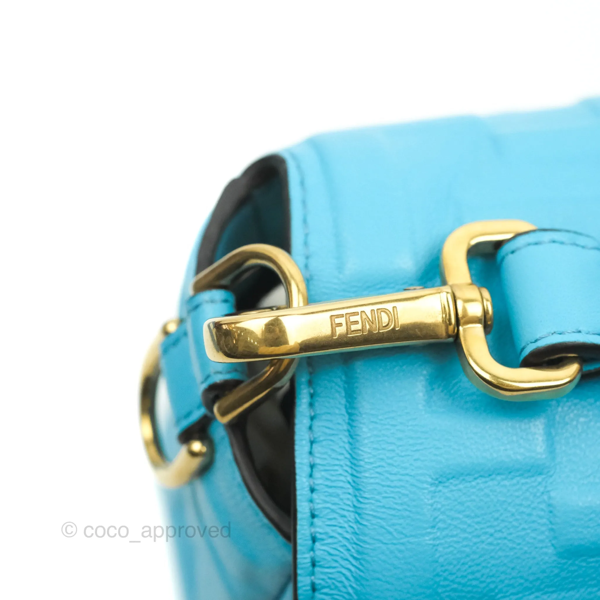 Fendi Medium Baguette Bag Blue Calfskin Gold Hardware