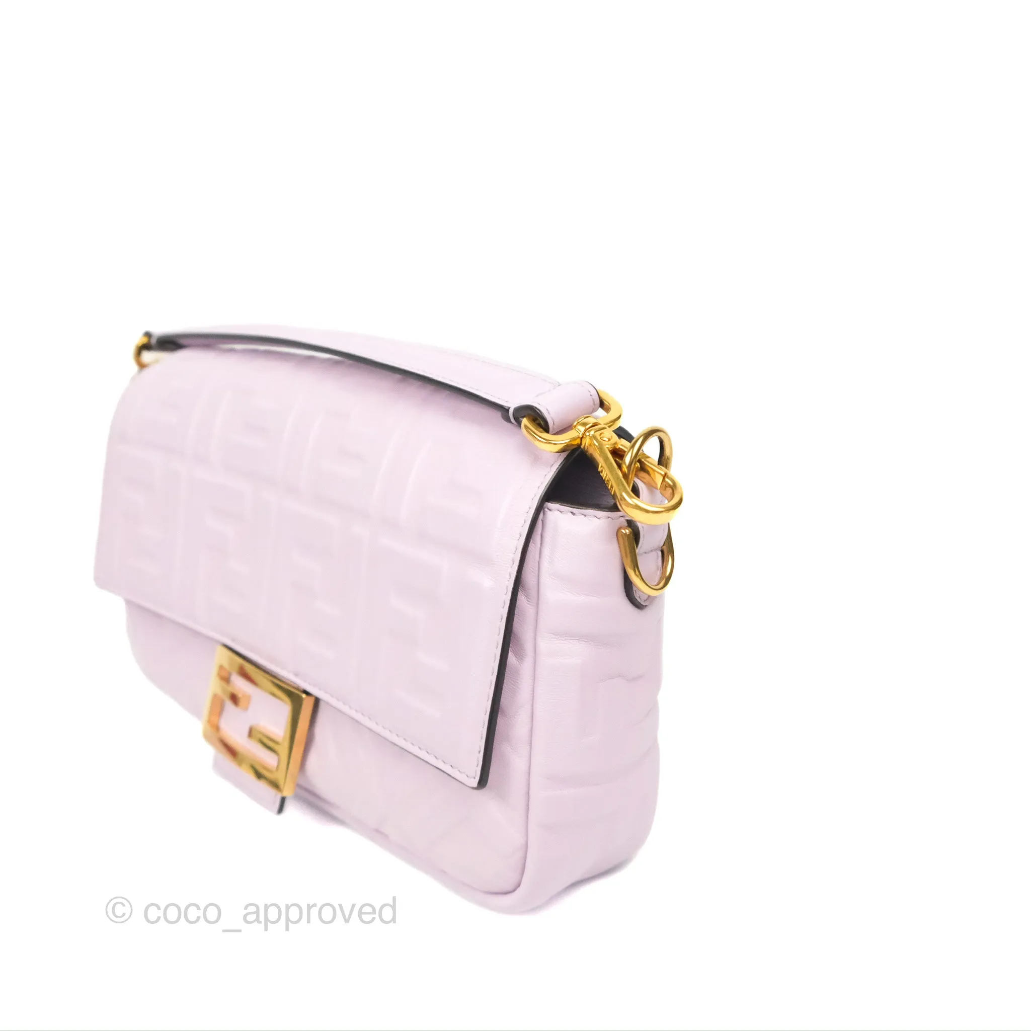 Fendi Medium Baguette Bag Lilac Calfskin Gold Hardware