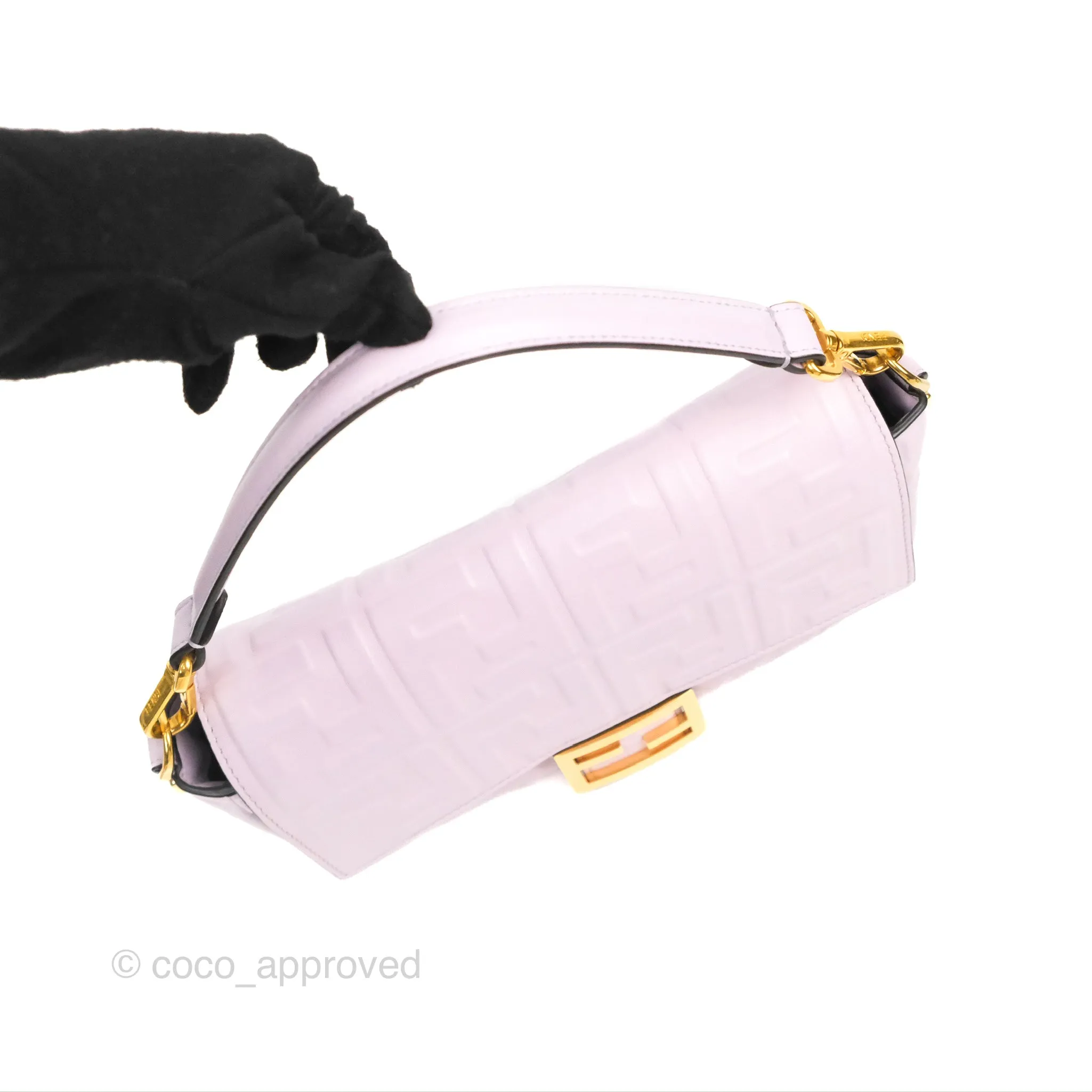 Fendi Medium Baguette Bag Lilac Calfskin Gold Hardware