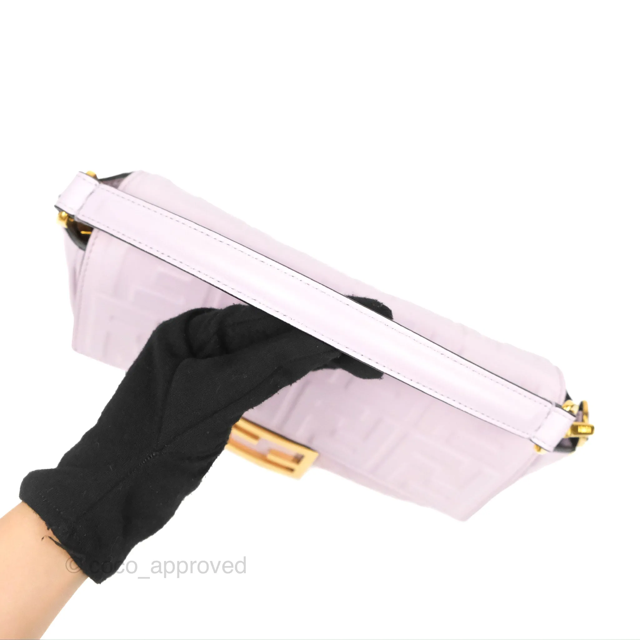 Fendi Medium Baguette Bag Lilac Calfskin Gold Hardware