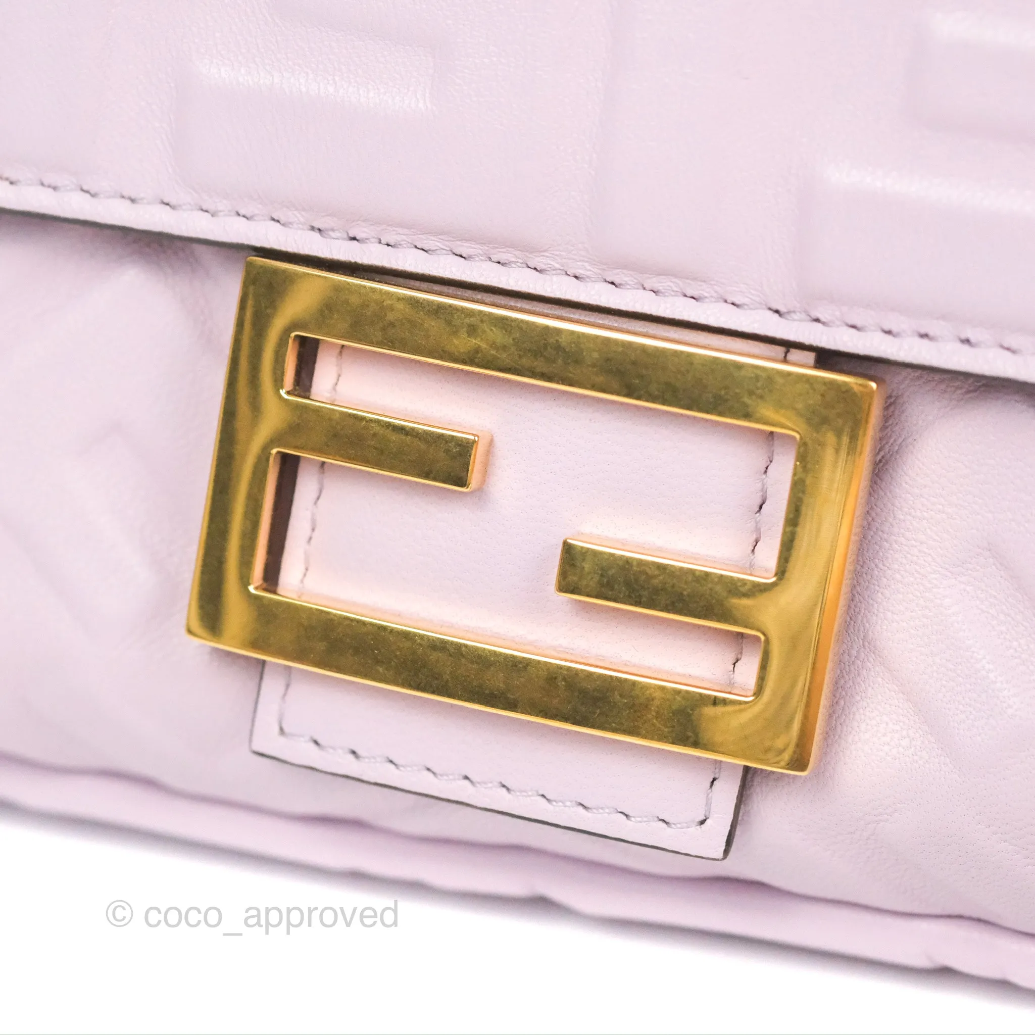 Fendi Medium Baguette Bag Lilac Calfskin Gold Hardware
