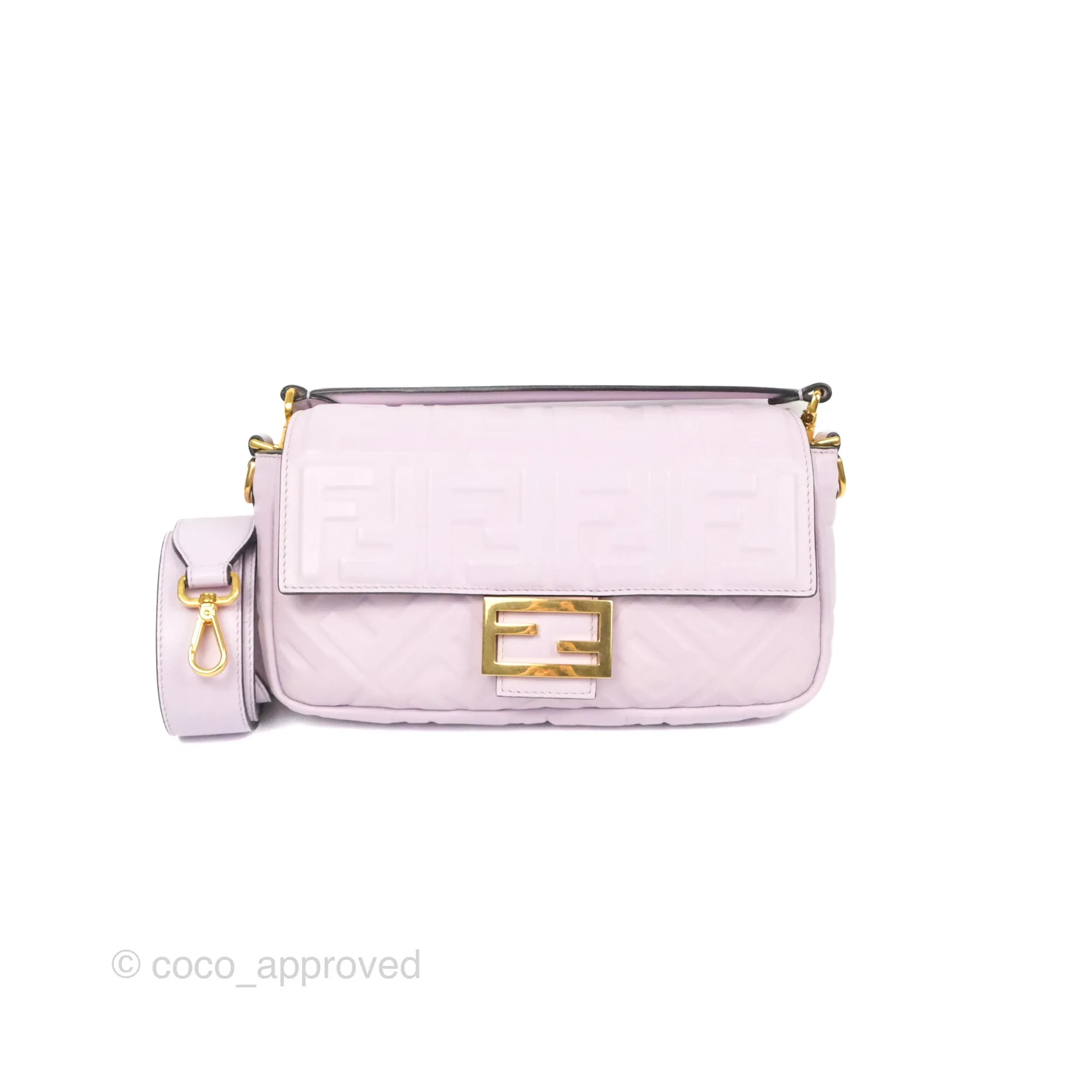 Fendi Medium Baguette Bag Lilac Calfskin Gold Hardware