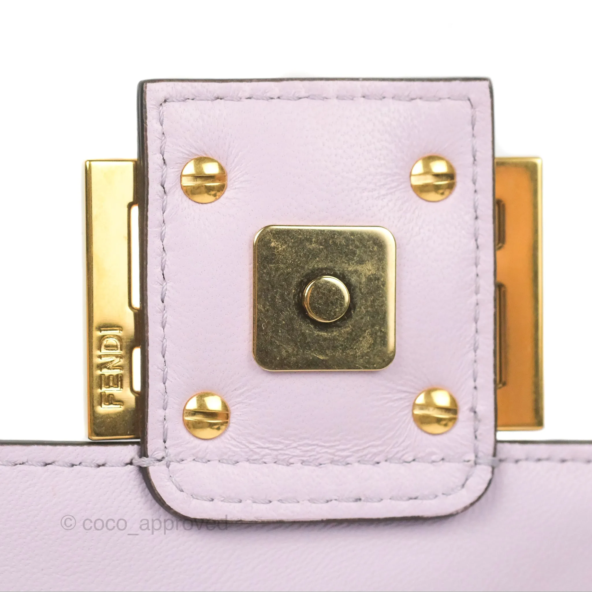 Fendi Medium Baguette Bag Lilac Calfskin Gold Hardware