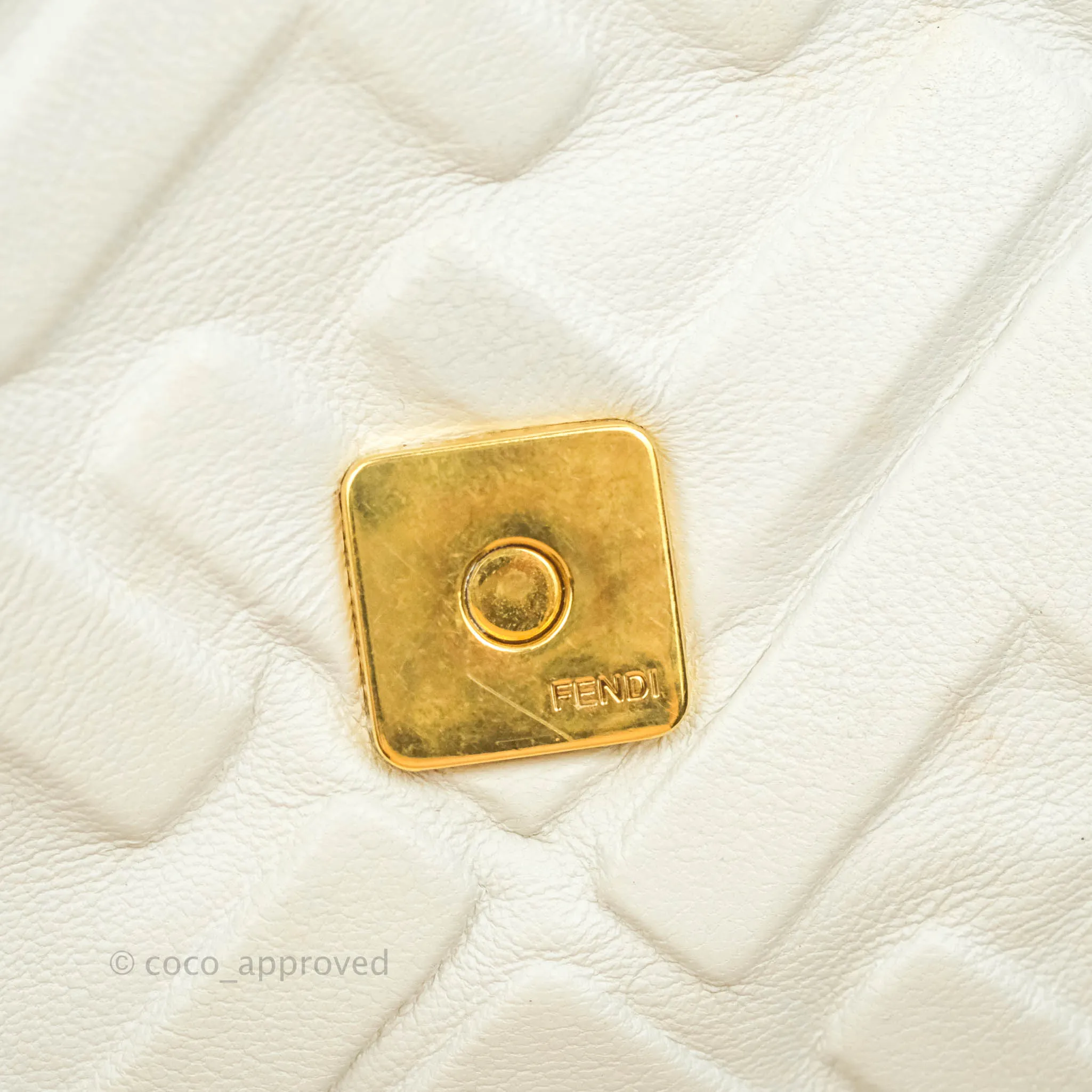 Fendi Medium Baguette Bag White Calfskin Gold Hardware