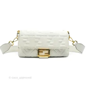 Fendi Medium Baguette Bag White Calfskin Gold Hardware