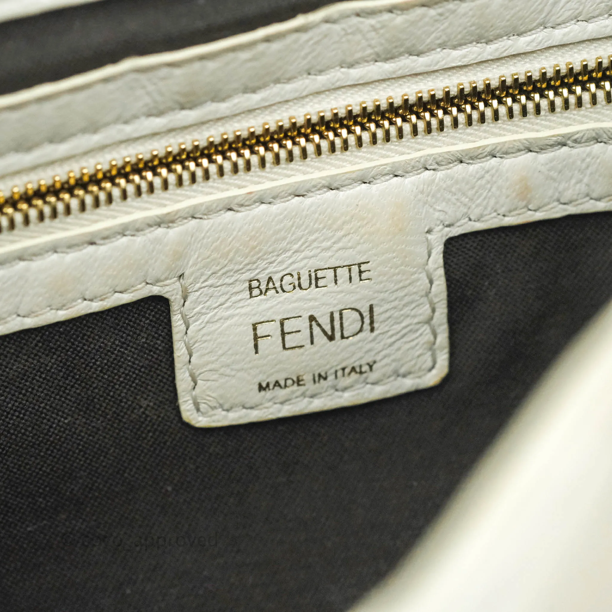 Fendi Medium Baguette Bag White Calfskin Gold Hardware