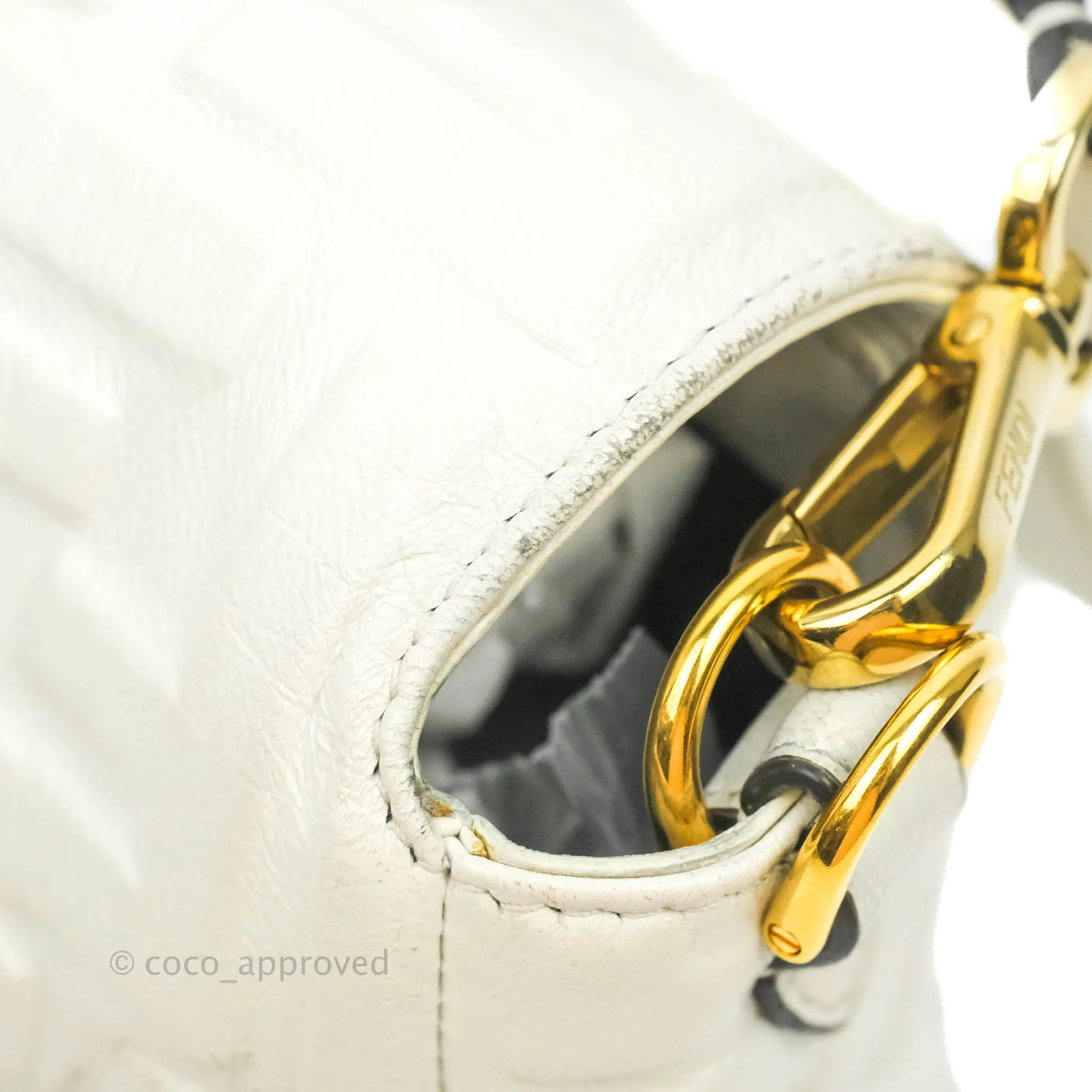 Fendi Medium Baguette Bag White Calfskin Gold Hardware
