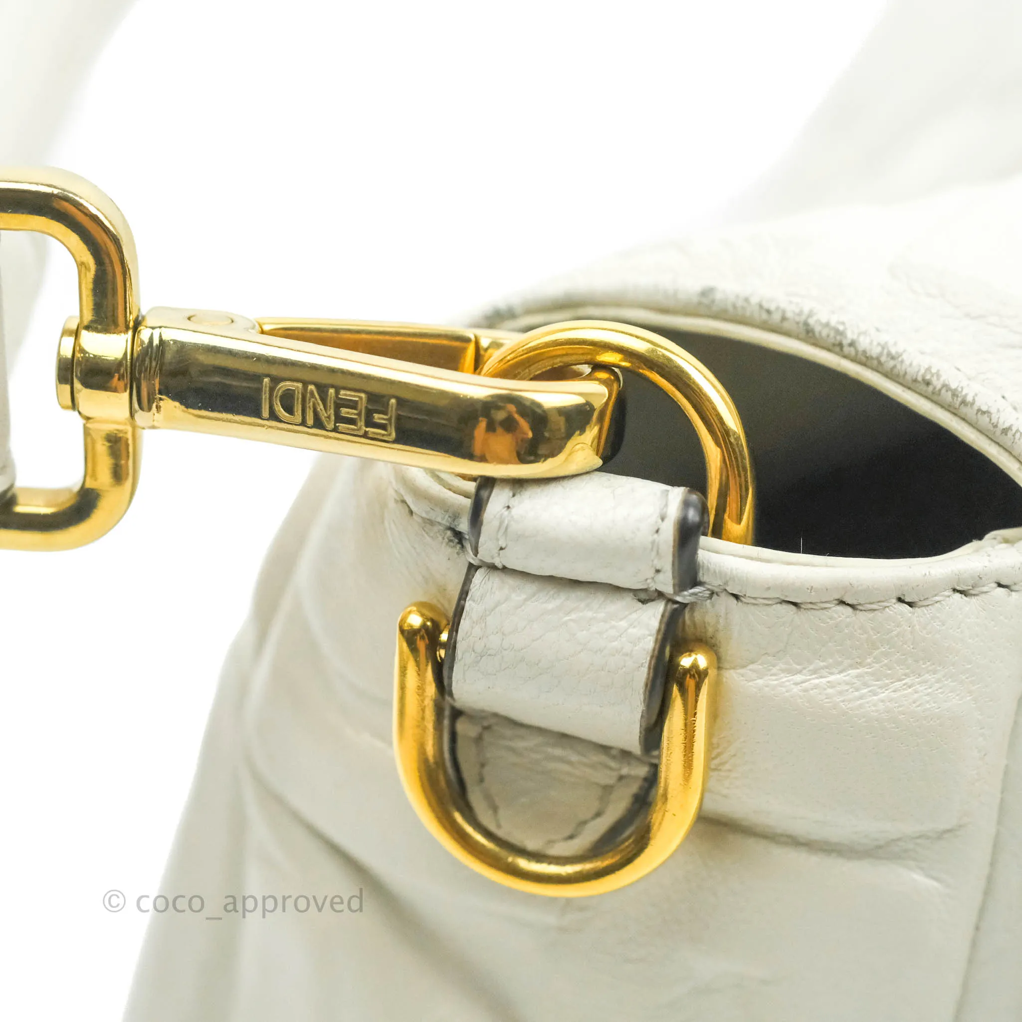 Fendi Medium Baguette Bag White Calfskin Gold Hardware