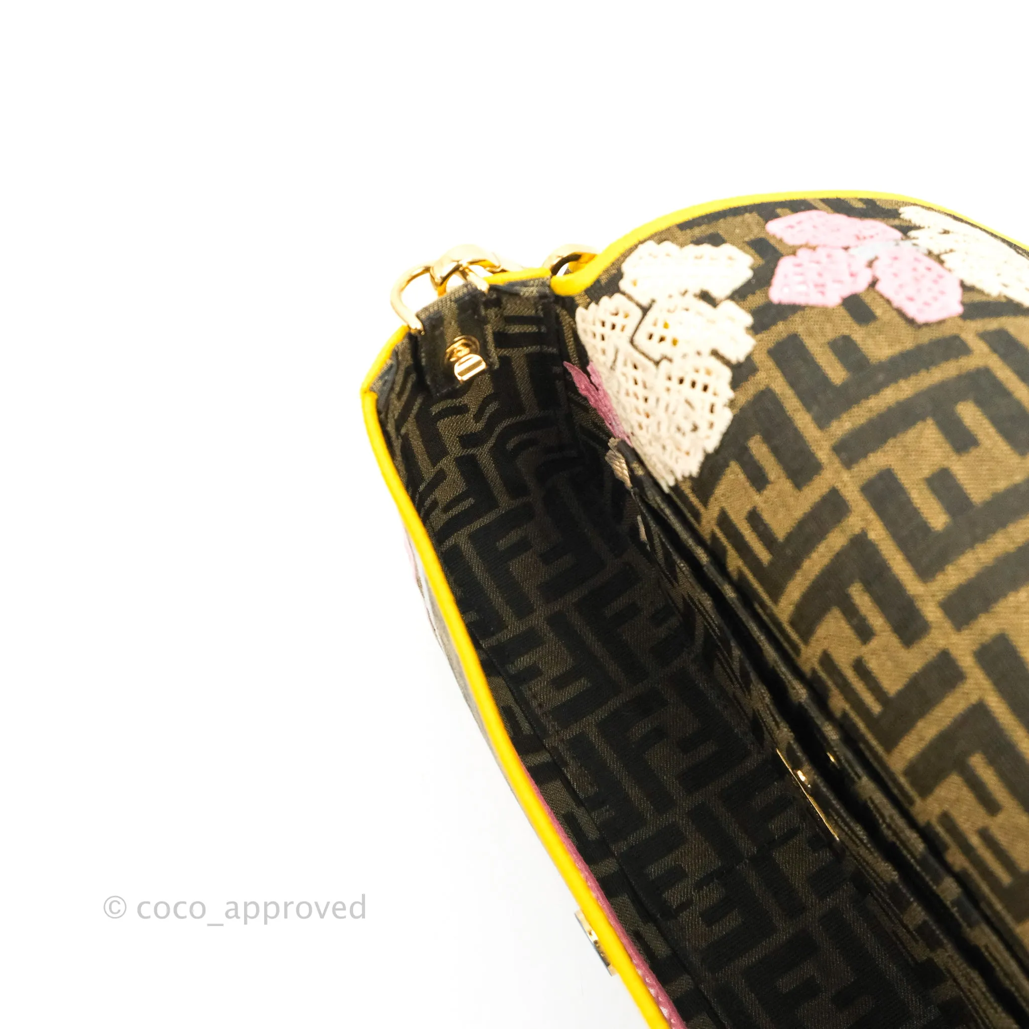 Fendi Medium Embroidered FF Fabric Baguette Bag Multicolour Gold Hardware