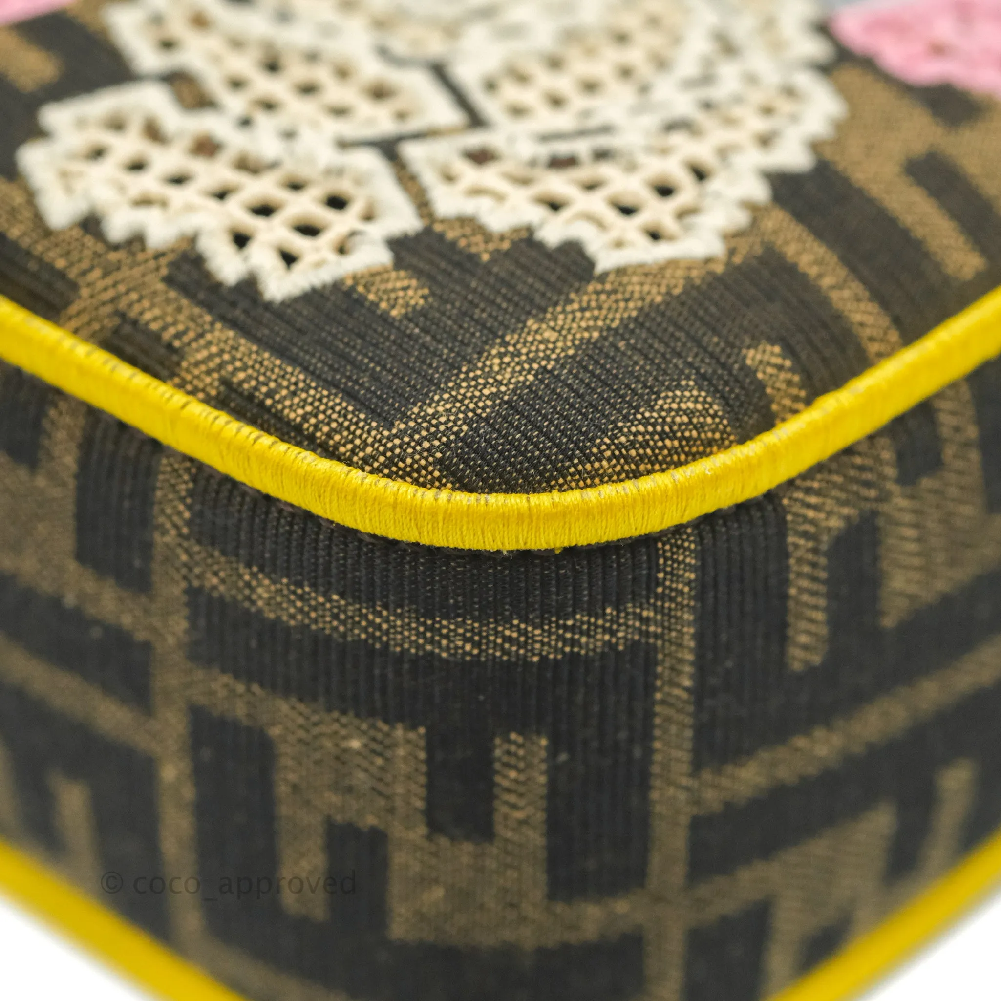 Fendi Medium Embroidered FF Fabric Baguette Bag Multicolour Gold Hardware