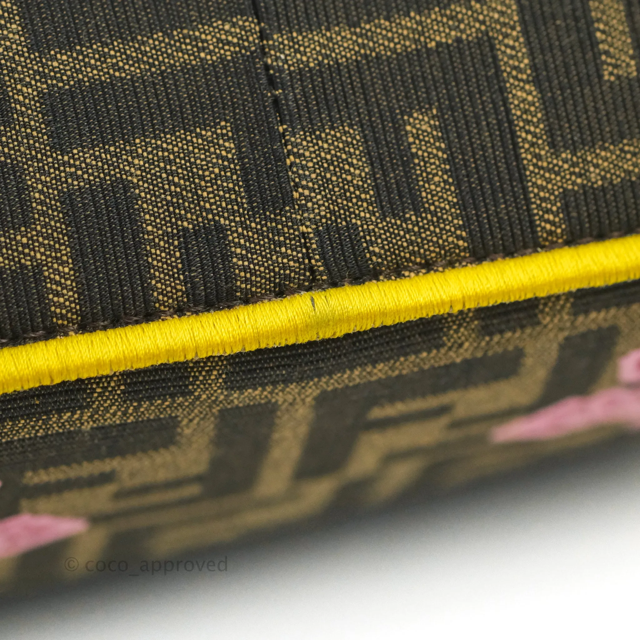 Fendi Medium Embroidered FF Fabric Baguette Bag Multicolour Gold Hardware