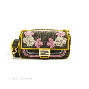 Fendi Medium Embroidered FF Fabric Baguette Bag Multicolour Gold Hardware