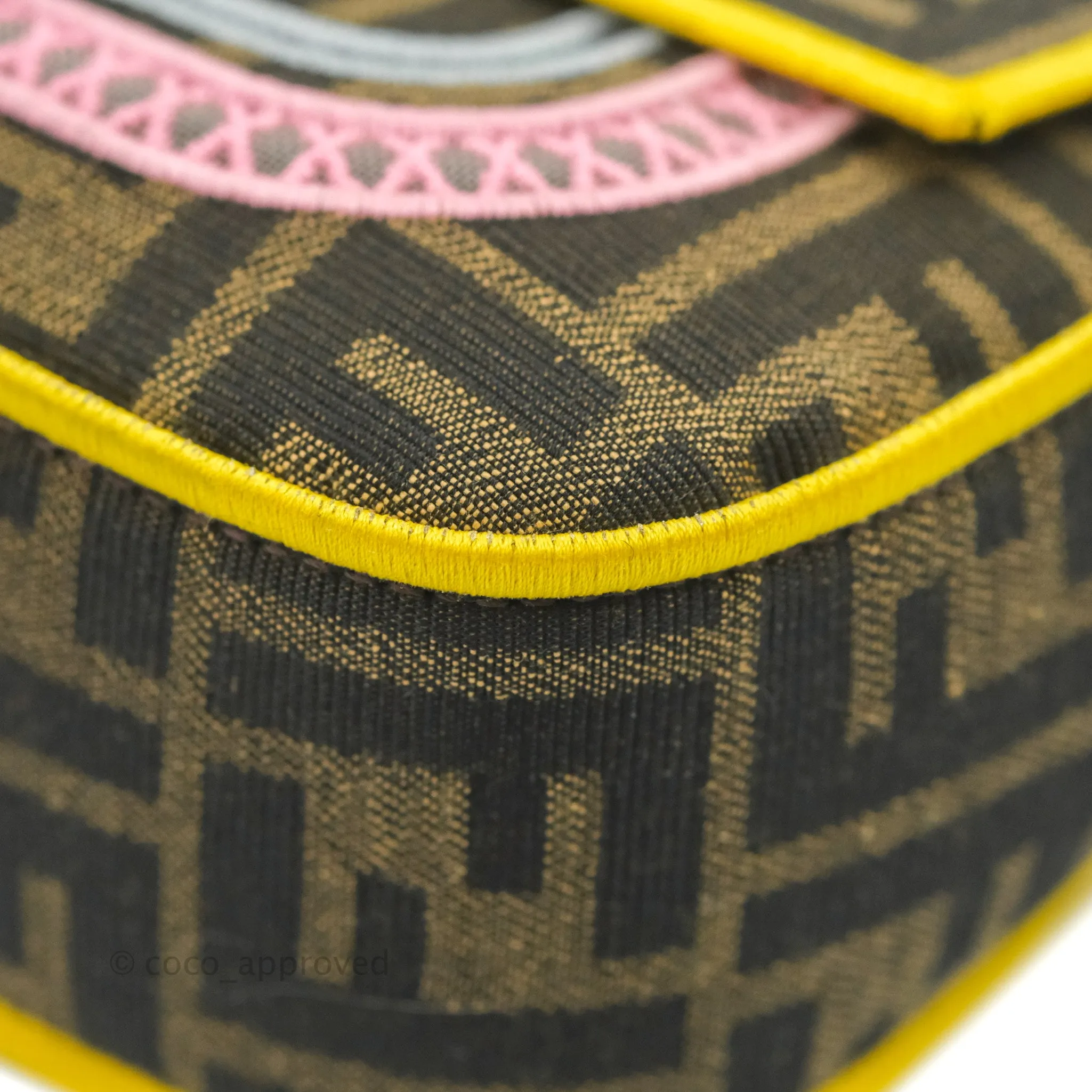 Fendi Medium Embroidered FF Fabric Baguette Bag Multicolour Gold Hardware