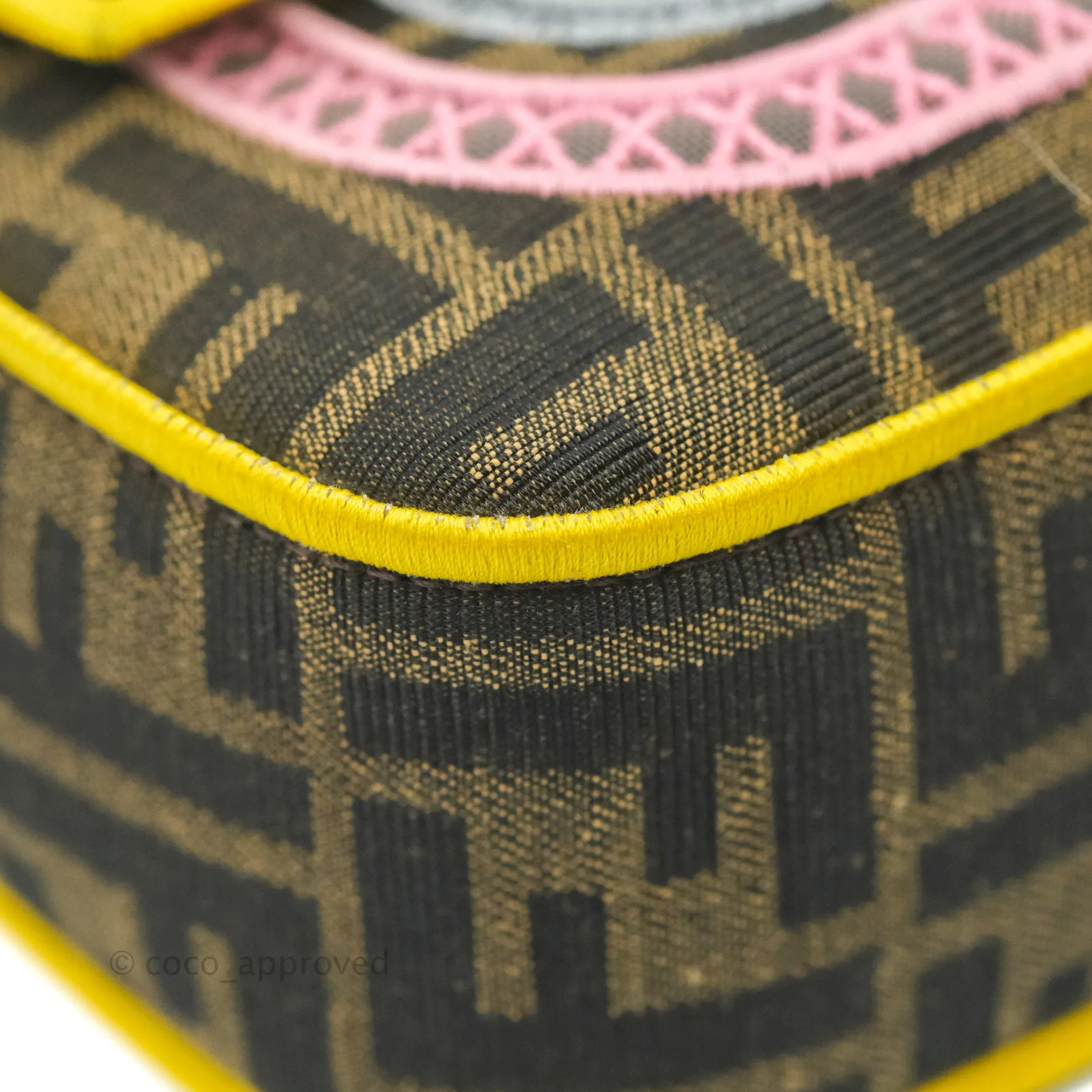 Fendi Medium Embroidered FF Fabric Baguette Bag Multicolour Gold Hardware