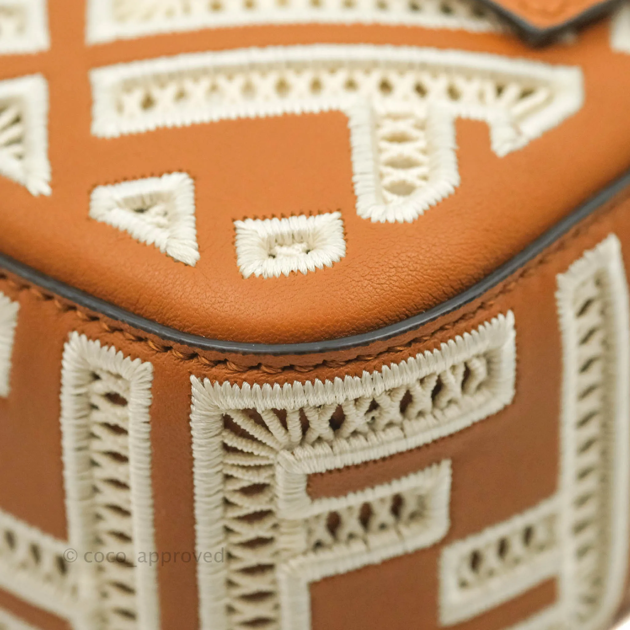Fendi Medium FF Ajour Embroidery Baguette Bag Brown Nappa