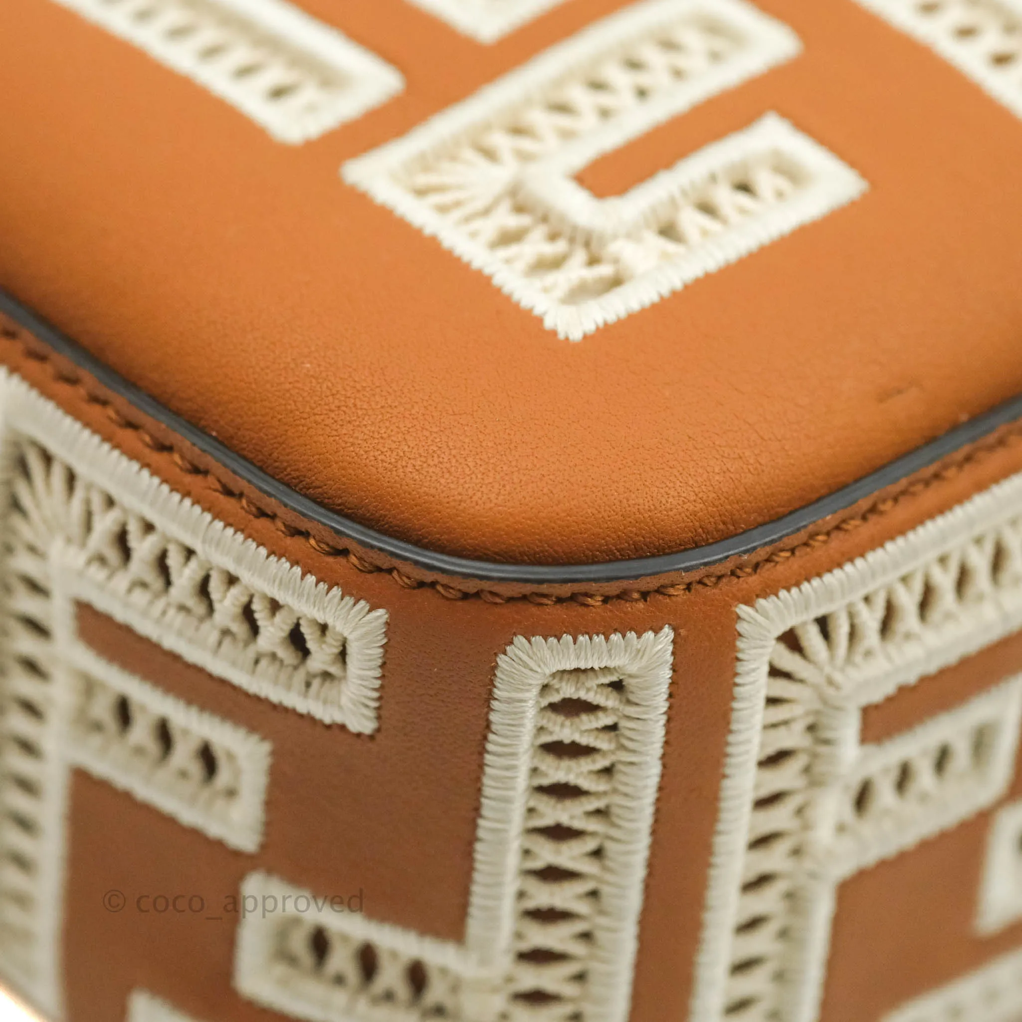 Fendi Medium FF Ajour Embroidery Baguette Bag Brown Nappa