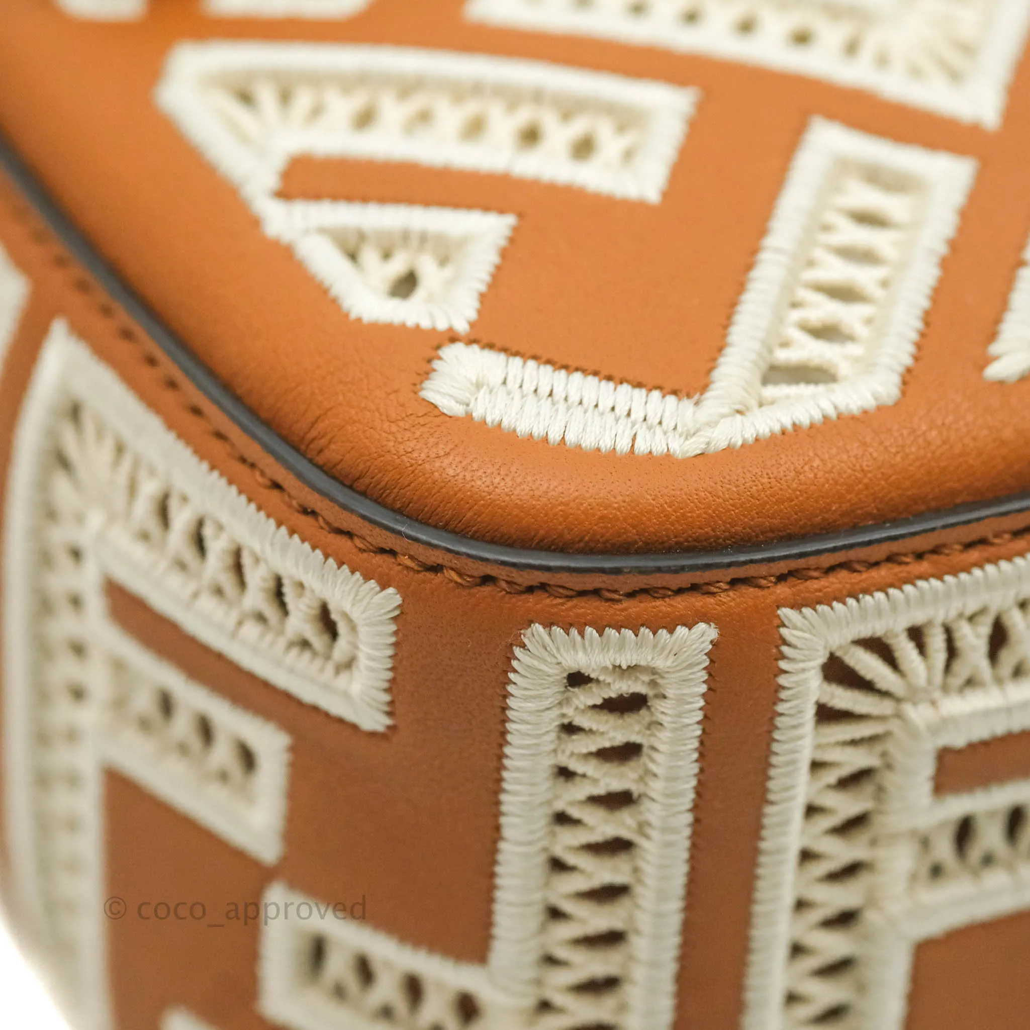 Fendi Medium FF Ajour Embroidery Baguette Bag Brown Nappa