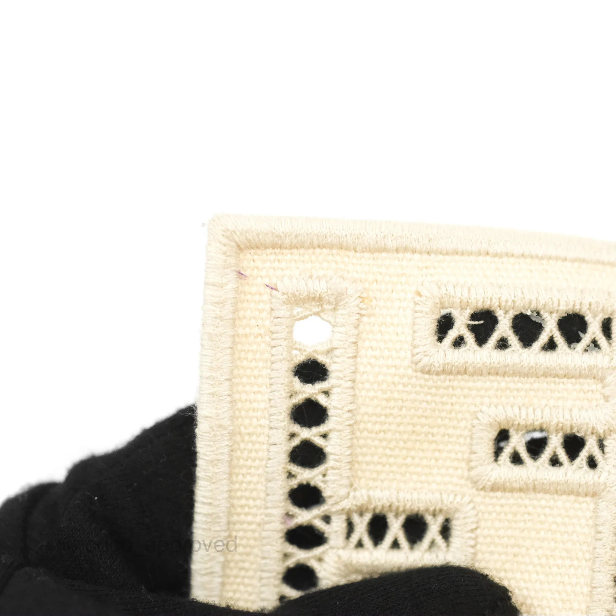 Fendi Medium FF Ajour Embroidery Baguette Bag Ivory Canvas