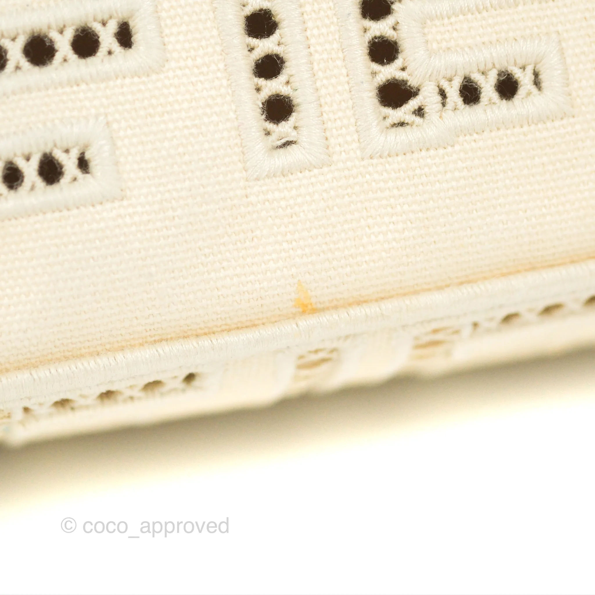 Fendi Medium FF Ajour Embroidery Baguette Bag Ivory Canvas